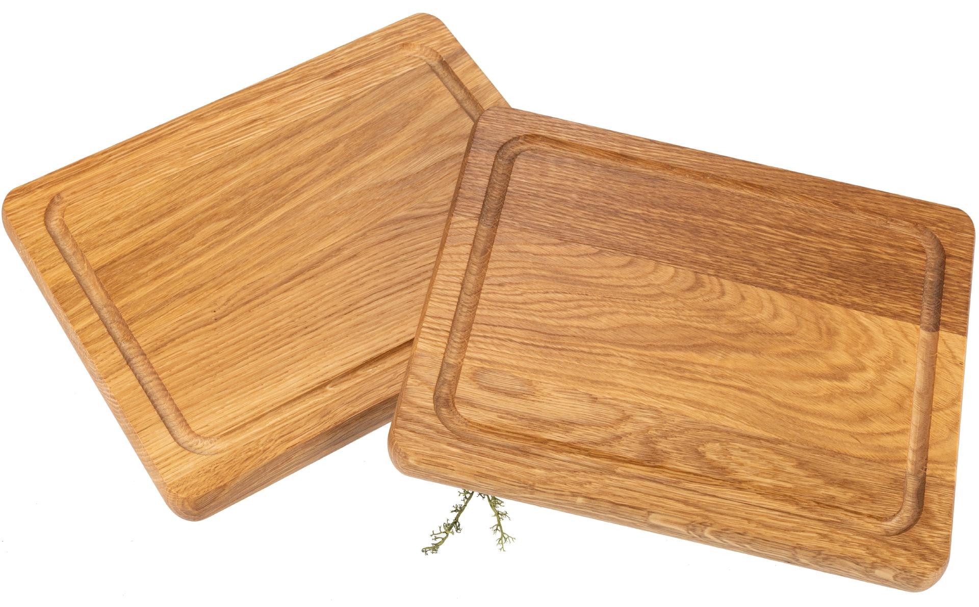 Holz Frank Schneidebrett Schneidebrett mit Saftrille aus Eiche geölt - 25 x 20 x 2,1 cm, Holz, (1-St)
