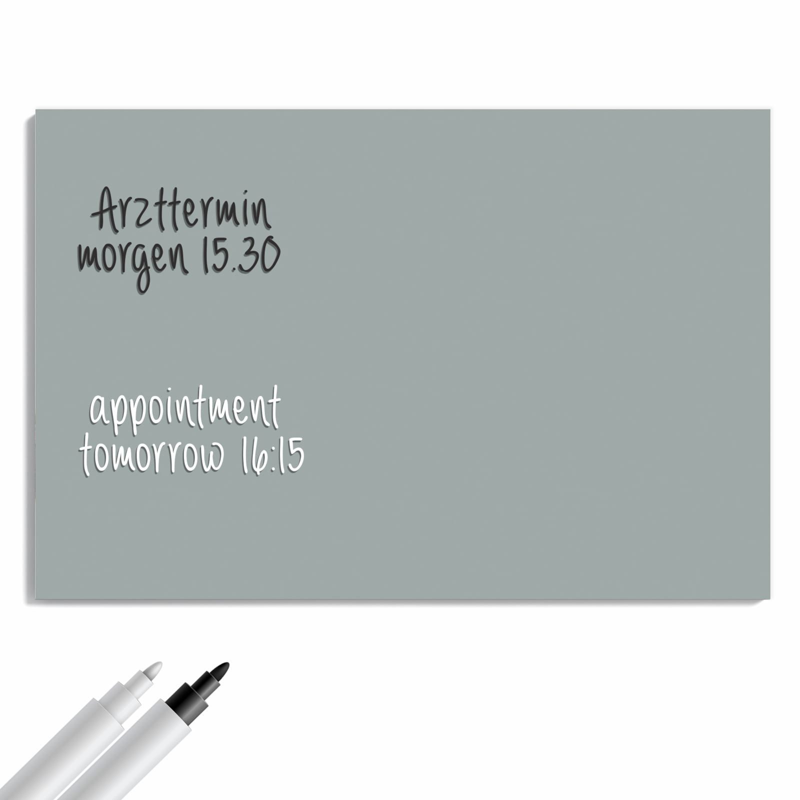 Primedeco Memoboard Metall Grauer Hintergrund III – beschreibbar & magnetisch, (Inklusive Stift, Magnete und Montagematerial, 1-tlg., 9 verschiedene Größen), Magnetisch und Beschreibbar