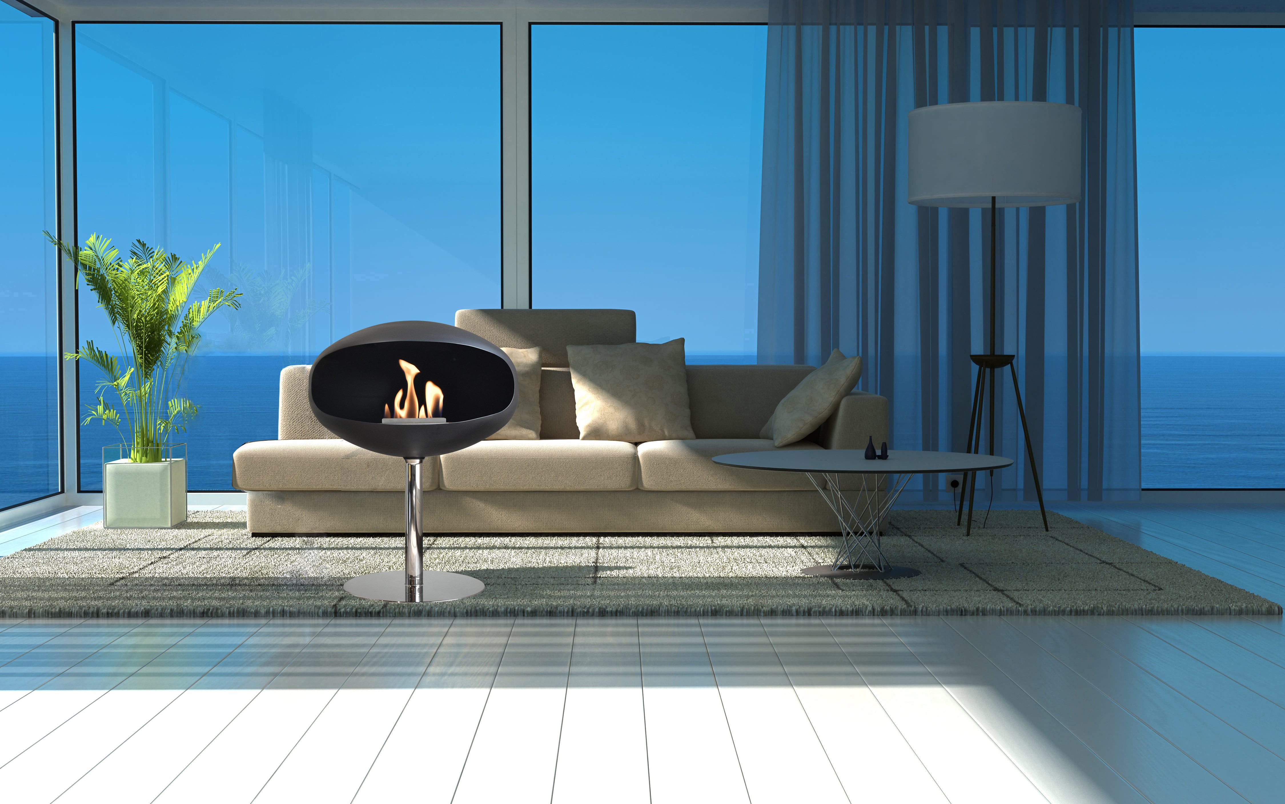 terrassana Echtfeuer-Dekokamin Cocoon Pedestal