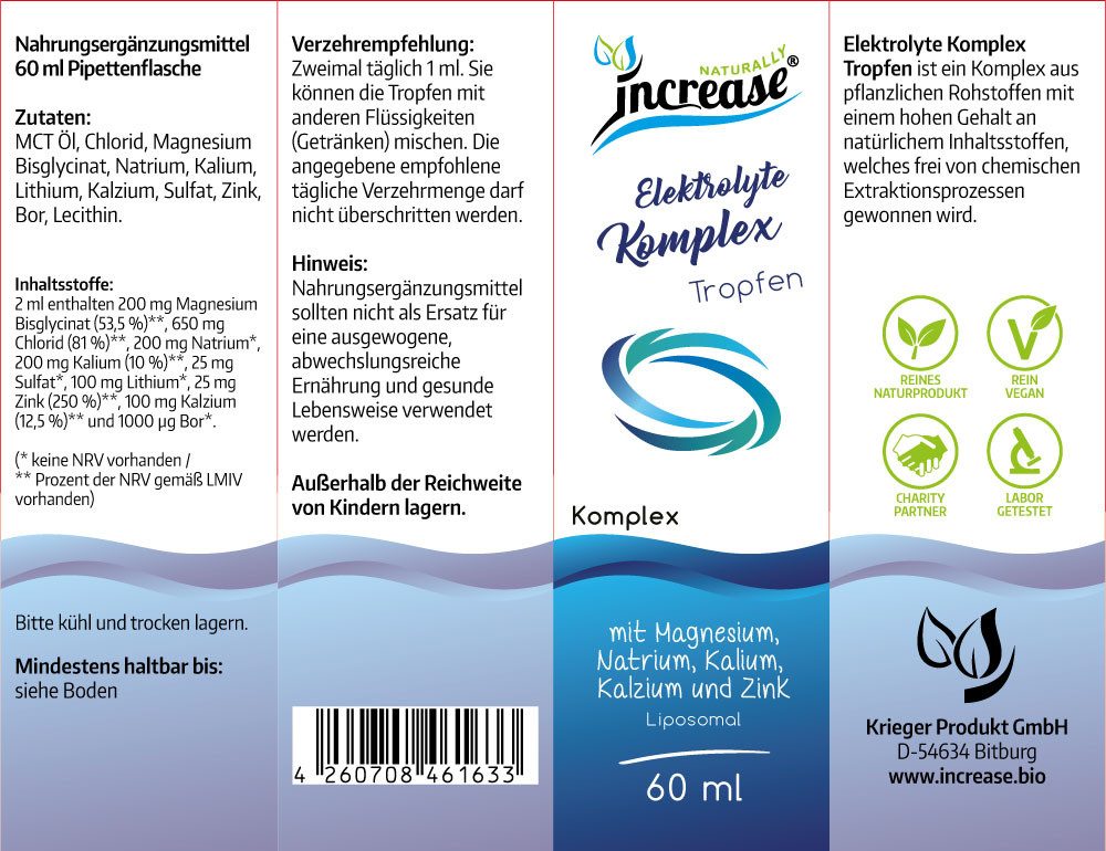 increase NATURALLY Liposomale Elektrolyte - 2500mg Elektrolyte pro Tagesdosis Tropfen, 60 ml