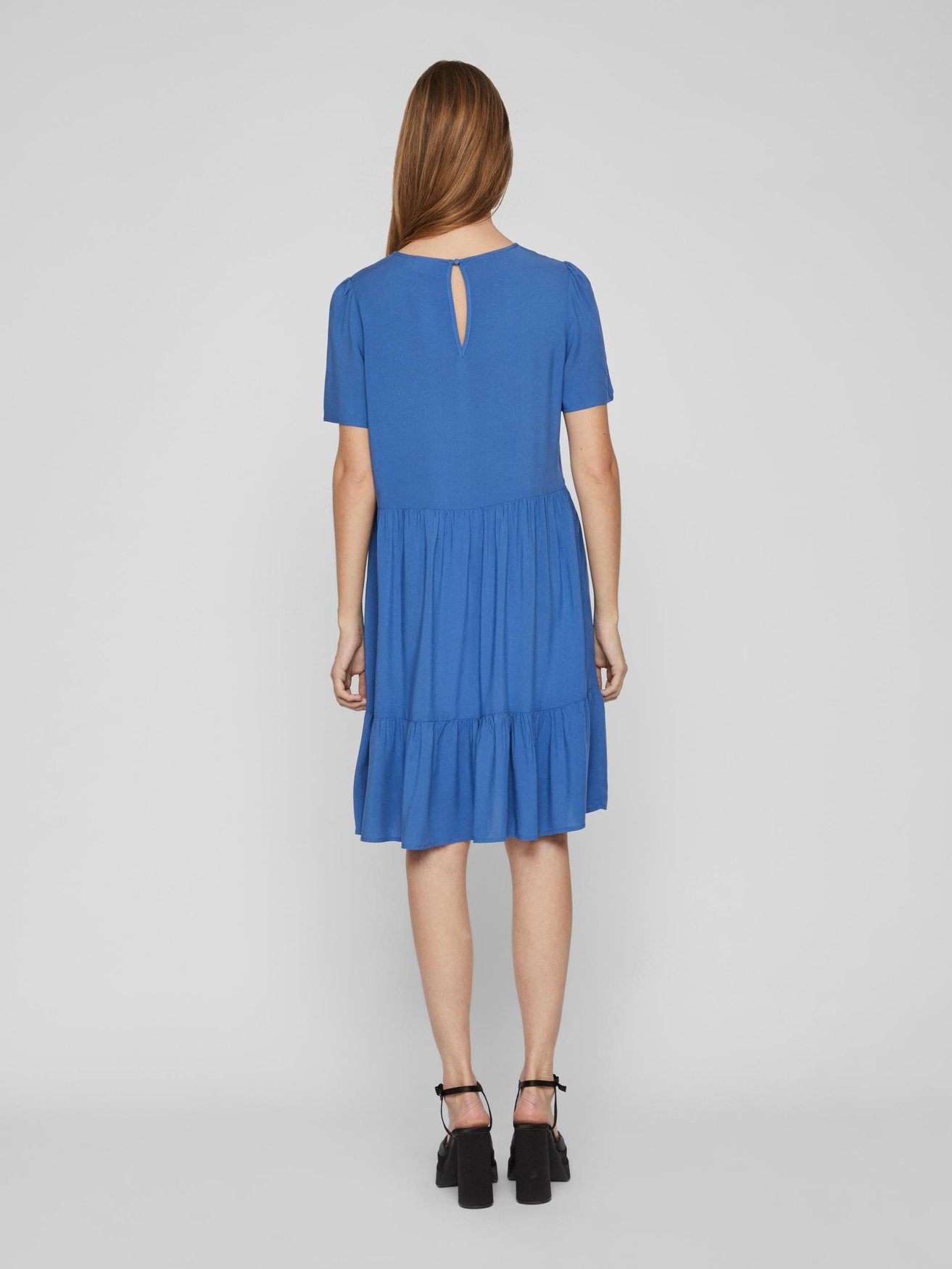 Vila Shirtkleid Knielanges Dress Blusen Blau (kurz) in Kleid VIPAYA Kurzarm 6067