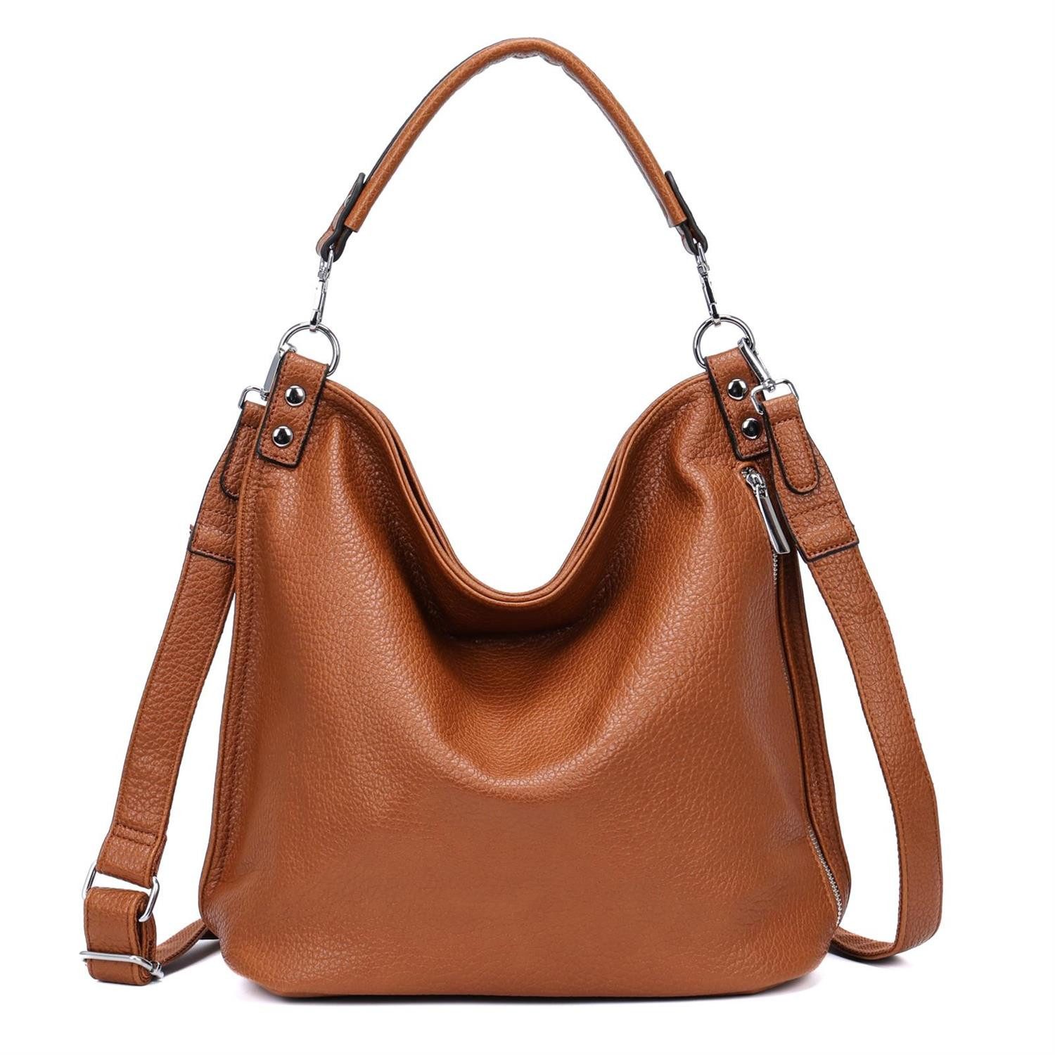 Leder Handtasche Mit Zwei Henkel Shopper Schultertasche - Main Image