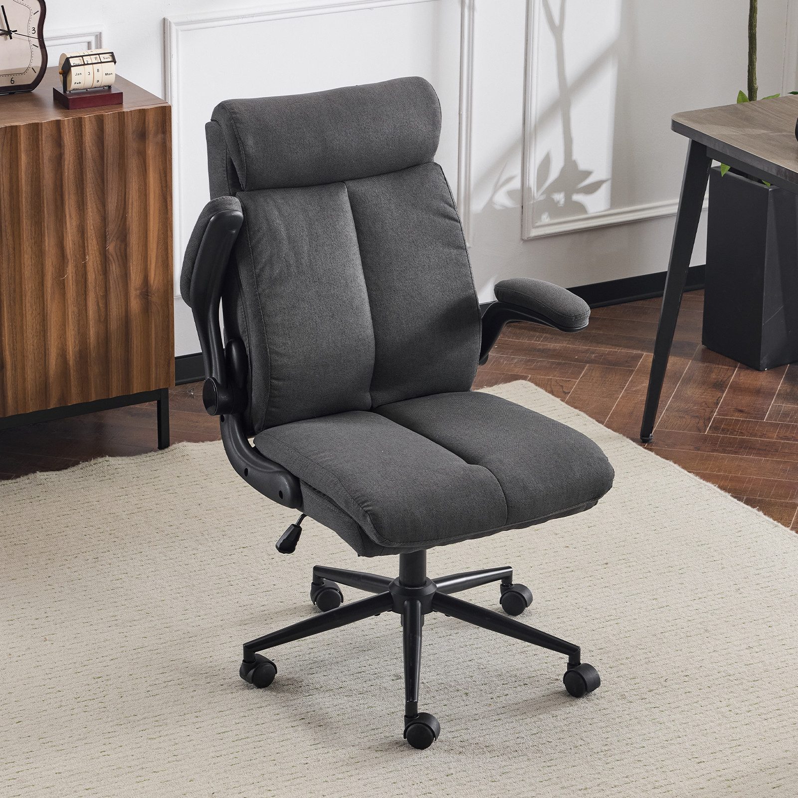 VINGLI Bürostuhl Ergonomischer Schreibtischstuhl mit hochklappbarer Armlehn günstig online kaufen