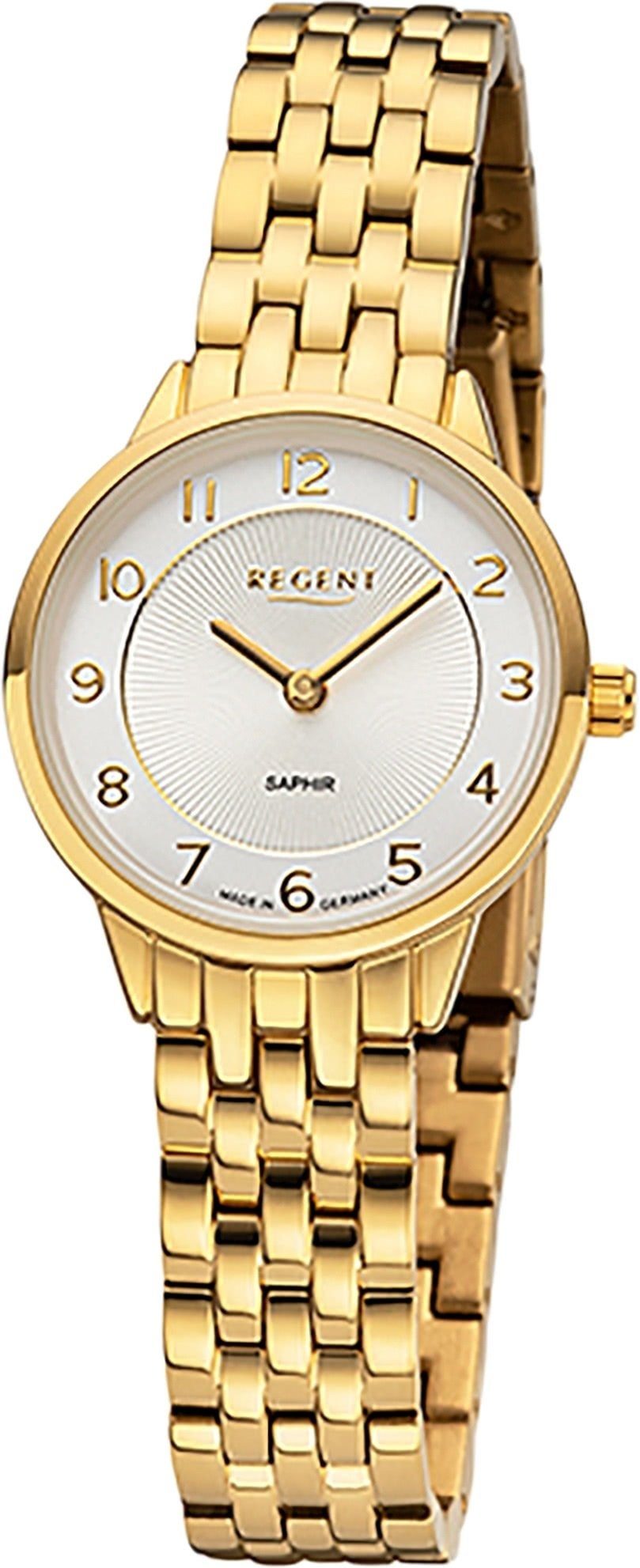 27mm), Regent Armbanduhr Armbanduhr Regent (ca. Metallbandarmband Damen Quarzuhr Damen Analoganzeige, klein rund,