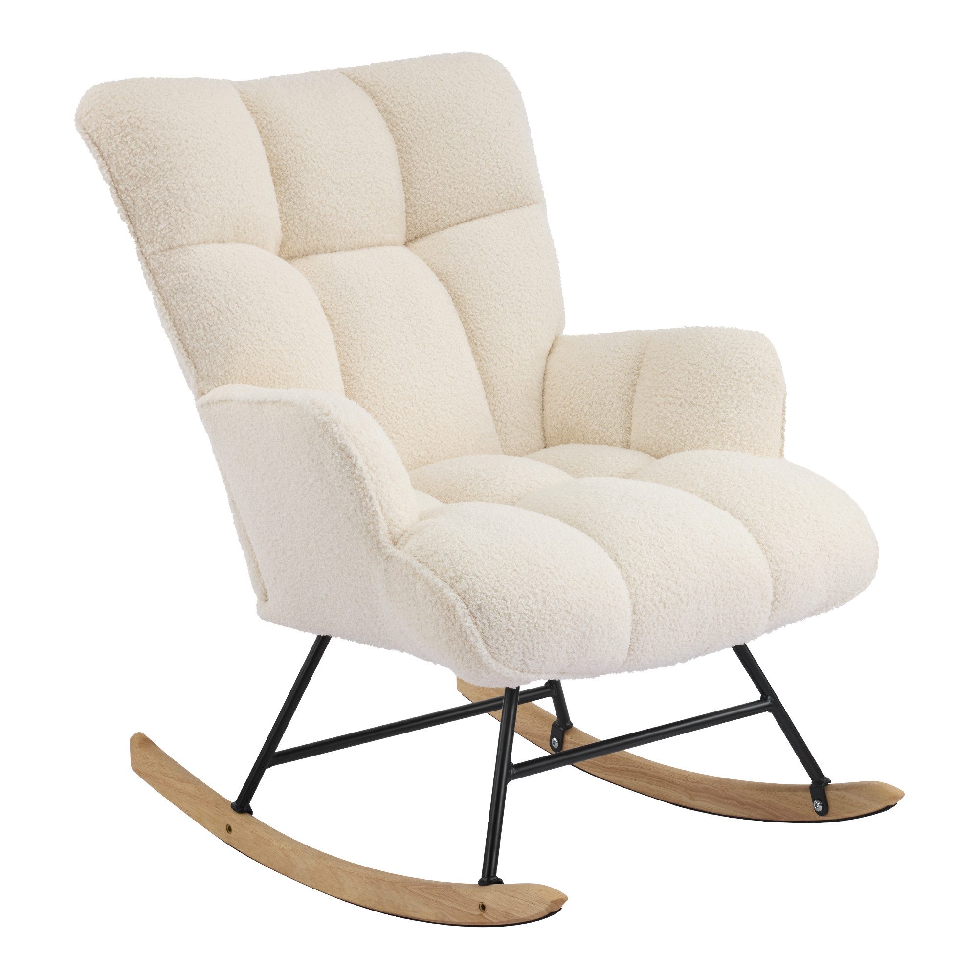 Aunekiv Schaukelstuhl Moderner Relaxsessel & Schaukelsessel in Teddyplüsch-Optik (1 St), perfekt als Stillstuhl & Lesesessel für Wohn- und Babyzimmer