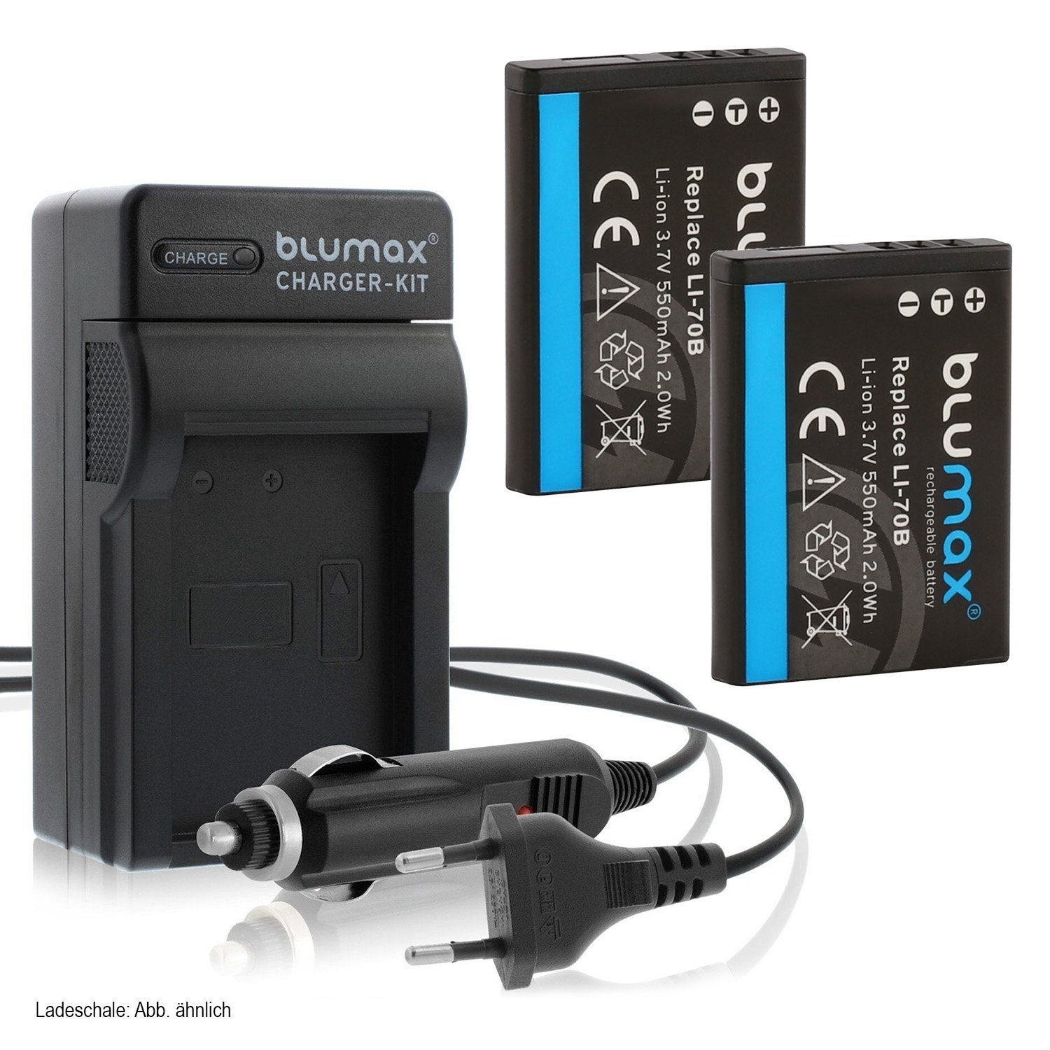 Blumax Set mit Laderr für Olympus Li -70B VG-120, 550 mAh Kamera-Akku