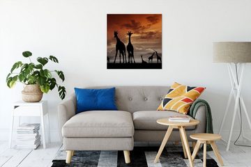 Pixxprint Leinwandbild Afrika Giraffen im Sonnenuntergang, Afrika Giraffen im Sonnenuntergang (1 St), Leinwandbild fertig bespannt, inkl. Zackenaufhänger