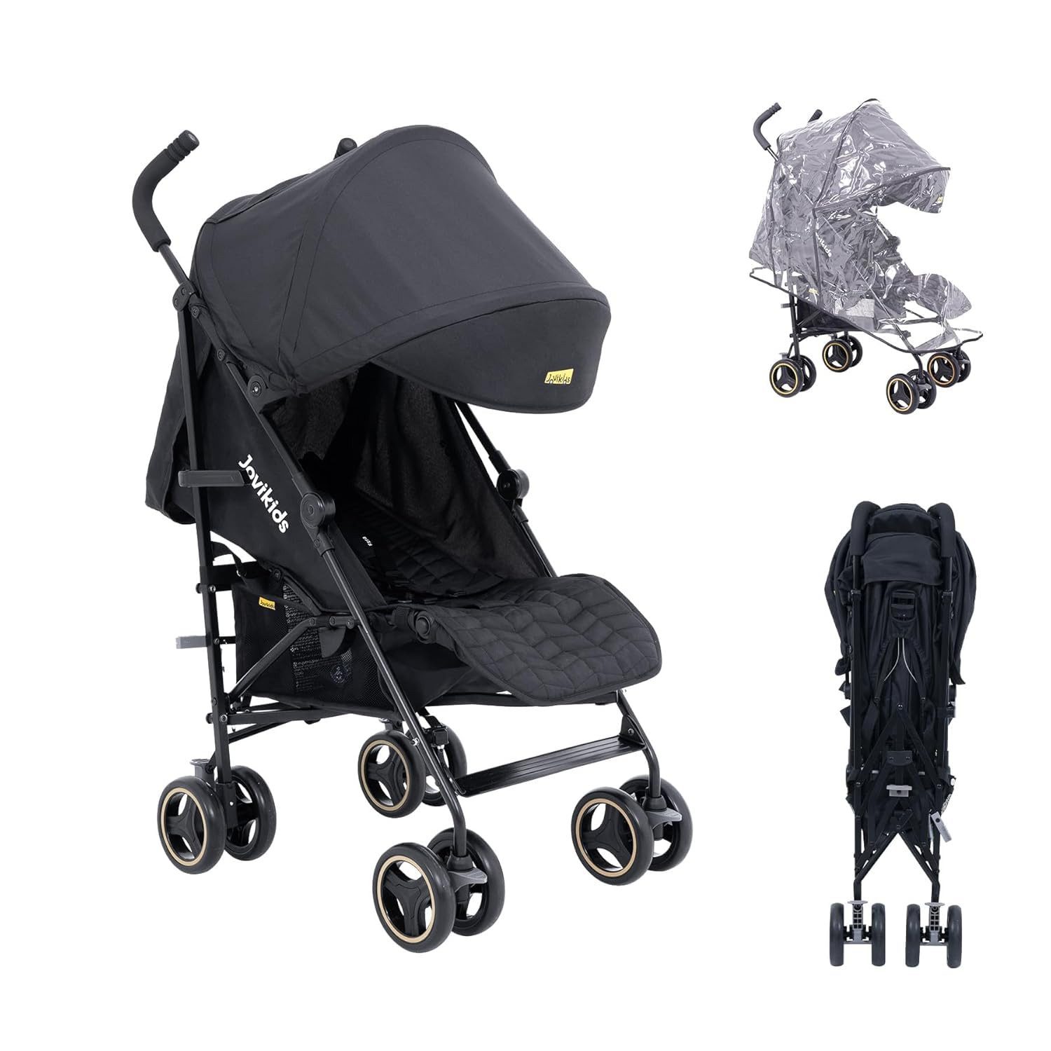 ibettertec Sport-Kinderwagen Buggy Klein Zusammenklappbar mit Liegefunktion, (Klappbar Reisebuggy bis 22kg Inkl. Sonnenverdeck, Regenverdeck und Getränkehalter)