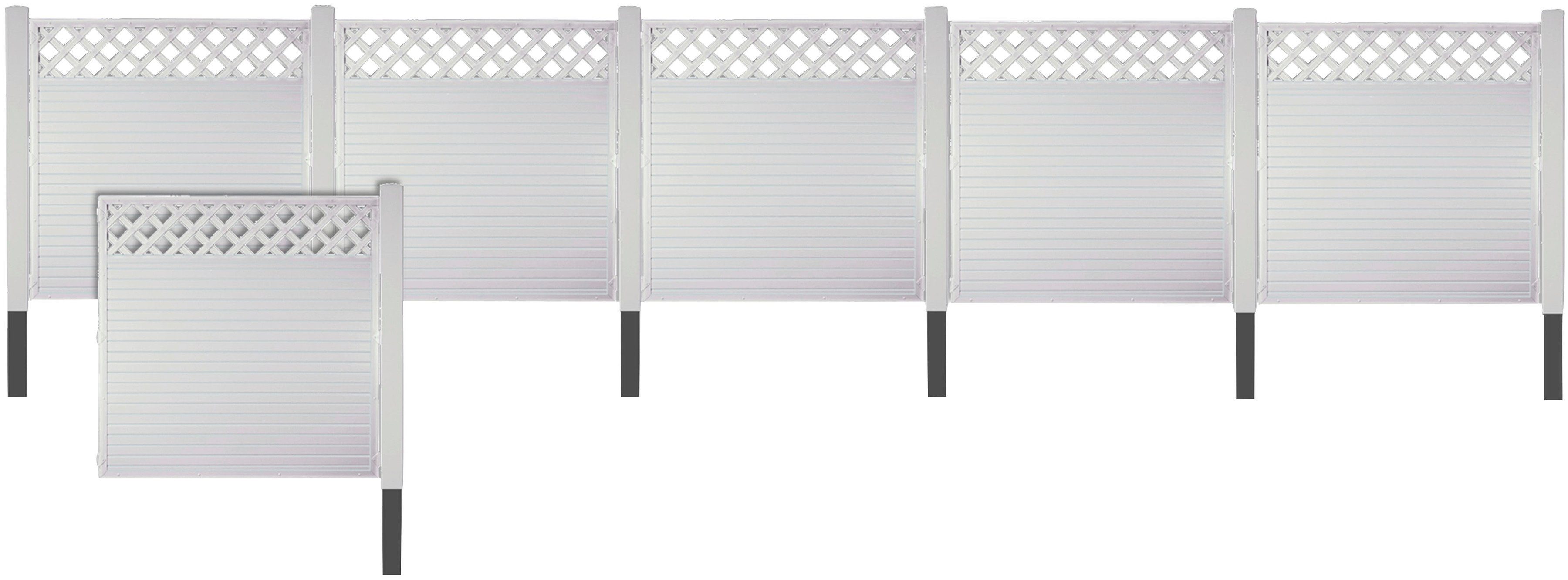 Tetzner & Jentzsch Sichtschutzelement LANGLEY 4, (Set), Nie wieder streichen. Weiße PVC-Kunststoffzäune