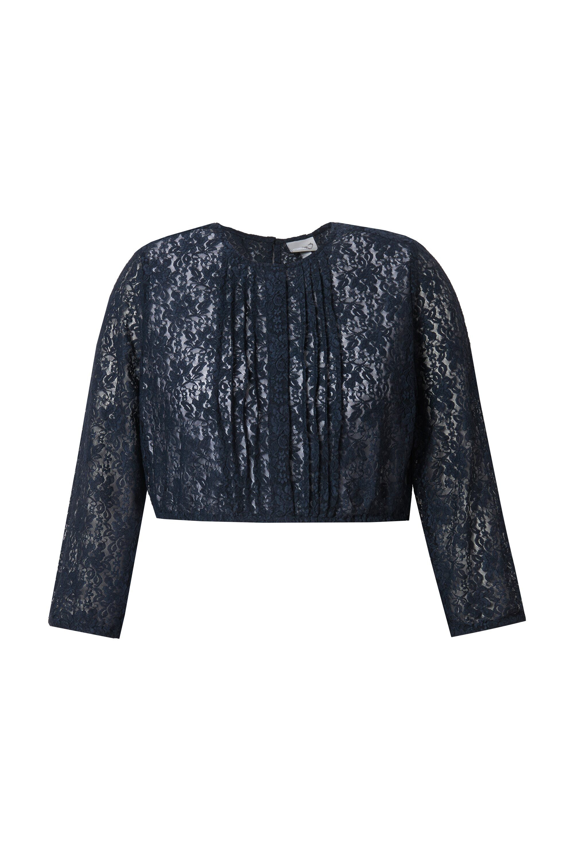 Ulla Popken Longbluse Dirndlbluse elastische Spitze Rundhals 3/4-Arm günstig online kaufen