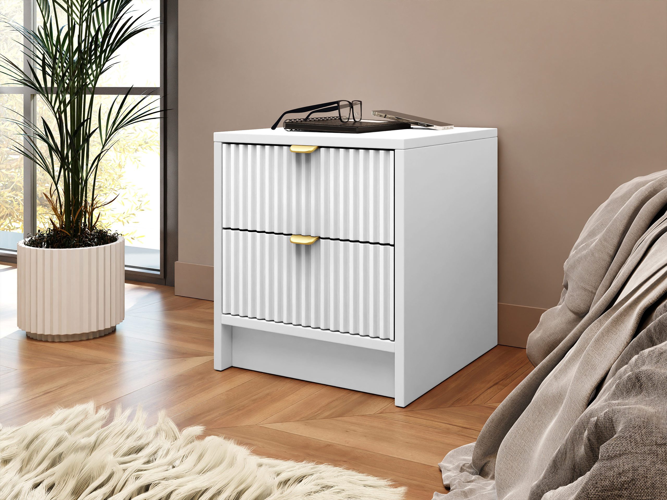 MIRJAN24 Nachttisch Tireno 2SZ (mit zwei Schubladen), Aluminiumgriff in der günstig online kaufen