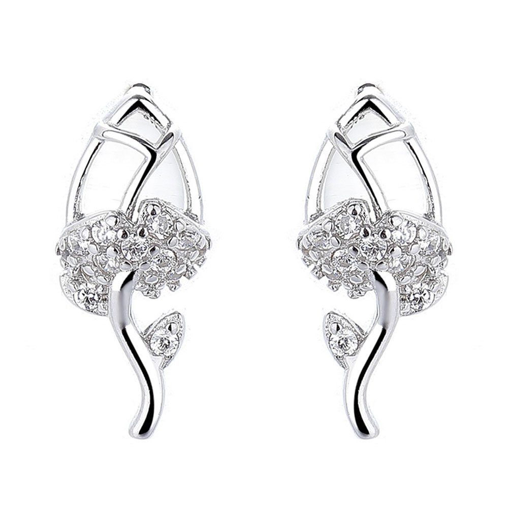 POCHUMIDUU Paar Ohrhänger 925 Sterling Silber Katzenaugen Tulpen Ohrringe (2-tlg., Kleine Blumenohrringe), Geschenke für Frauen und Mädchen silbrig
