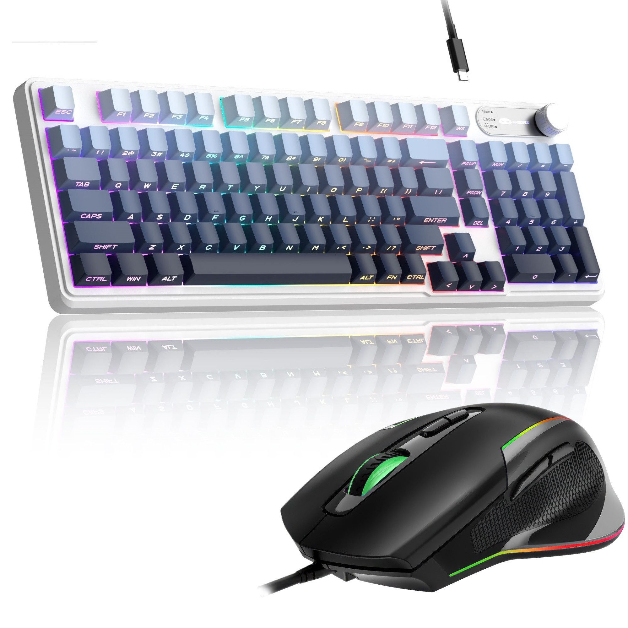 Novzep Folientastatur,Kabelgebundene Gaming-Tastatur mit 98 Tasten,kompakt PC-Tastatur (Gaming Maus & RGB Tastatur Set – Präzision, Komfort für Gaming & Büro)