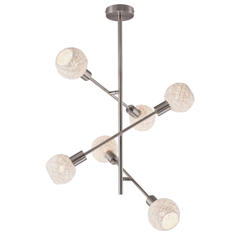 Briloner Leuchten Kugelleuchte, Leuchtmittel nicht inklusive, Deckenleuchte schwenkbar Papiergeflecht weiß Deckenlampe Wohnzimmer