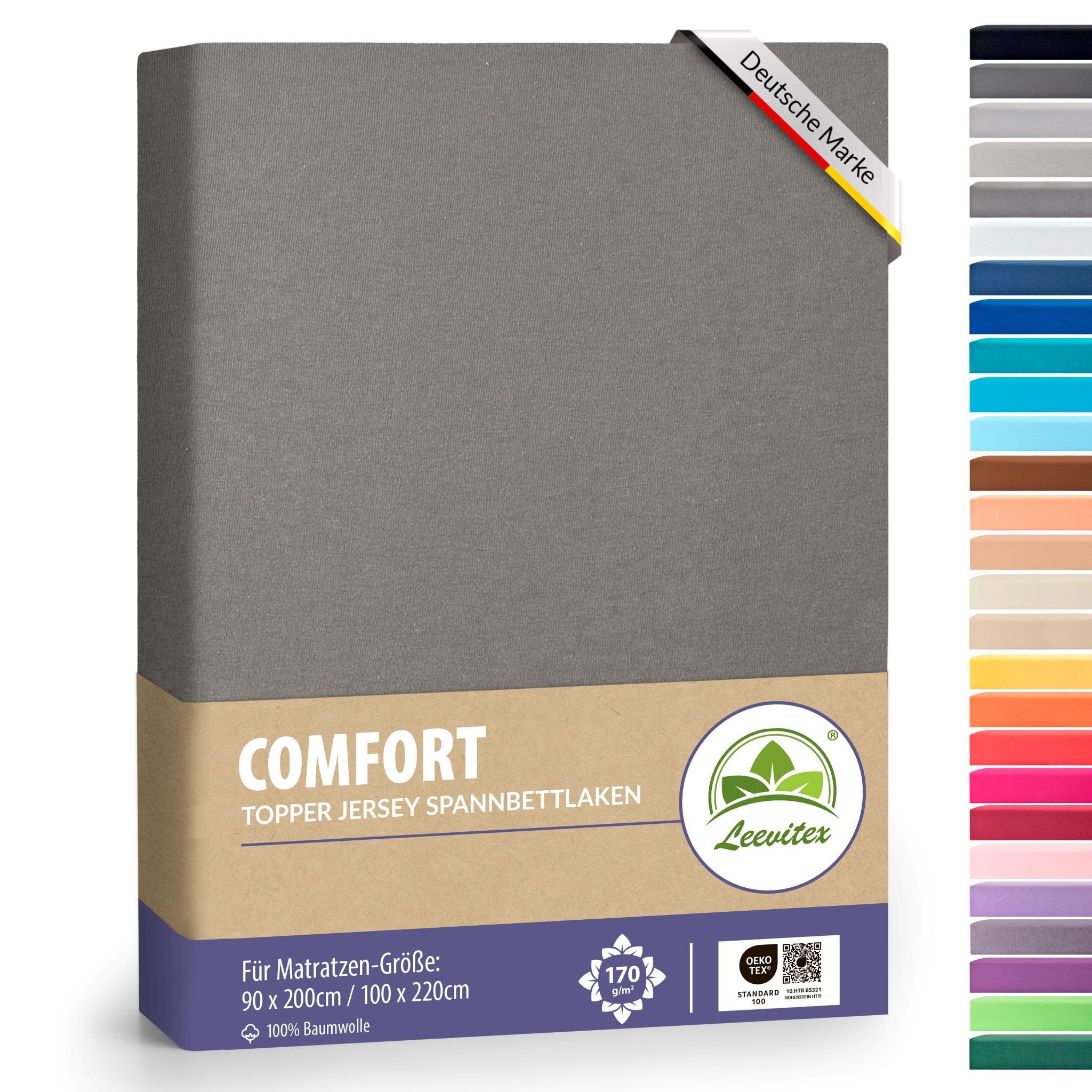 leevitex® Spannbettlaken Premium Topper Spannbettlaken, Gummizug: Rundum-Gu günstig online kaufen