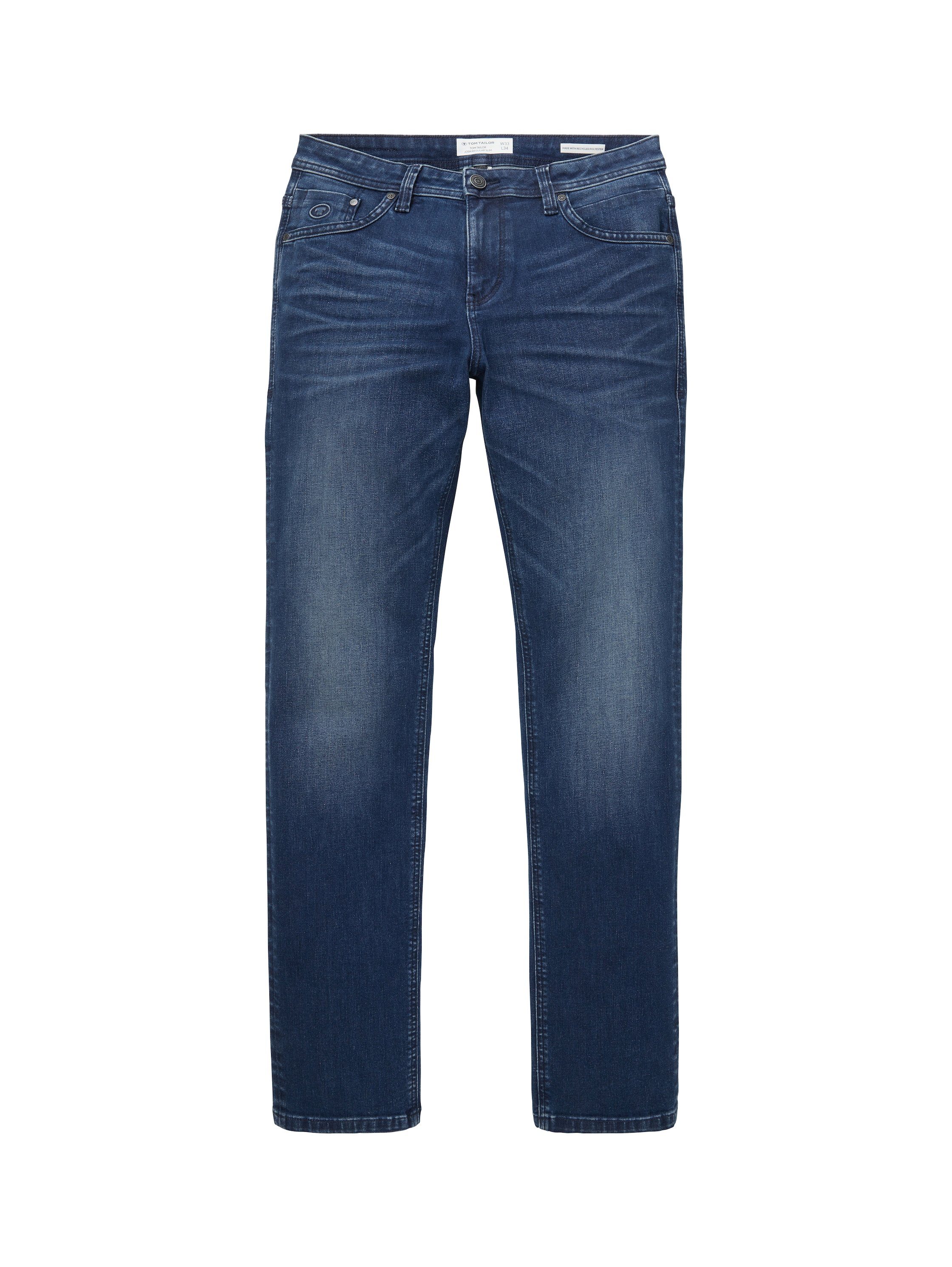 blue TOM mit Slim-fit-Jeans TAILOR stone Logostickerei