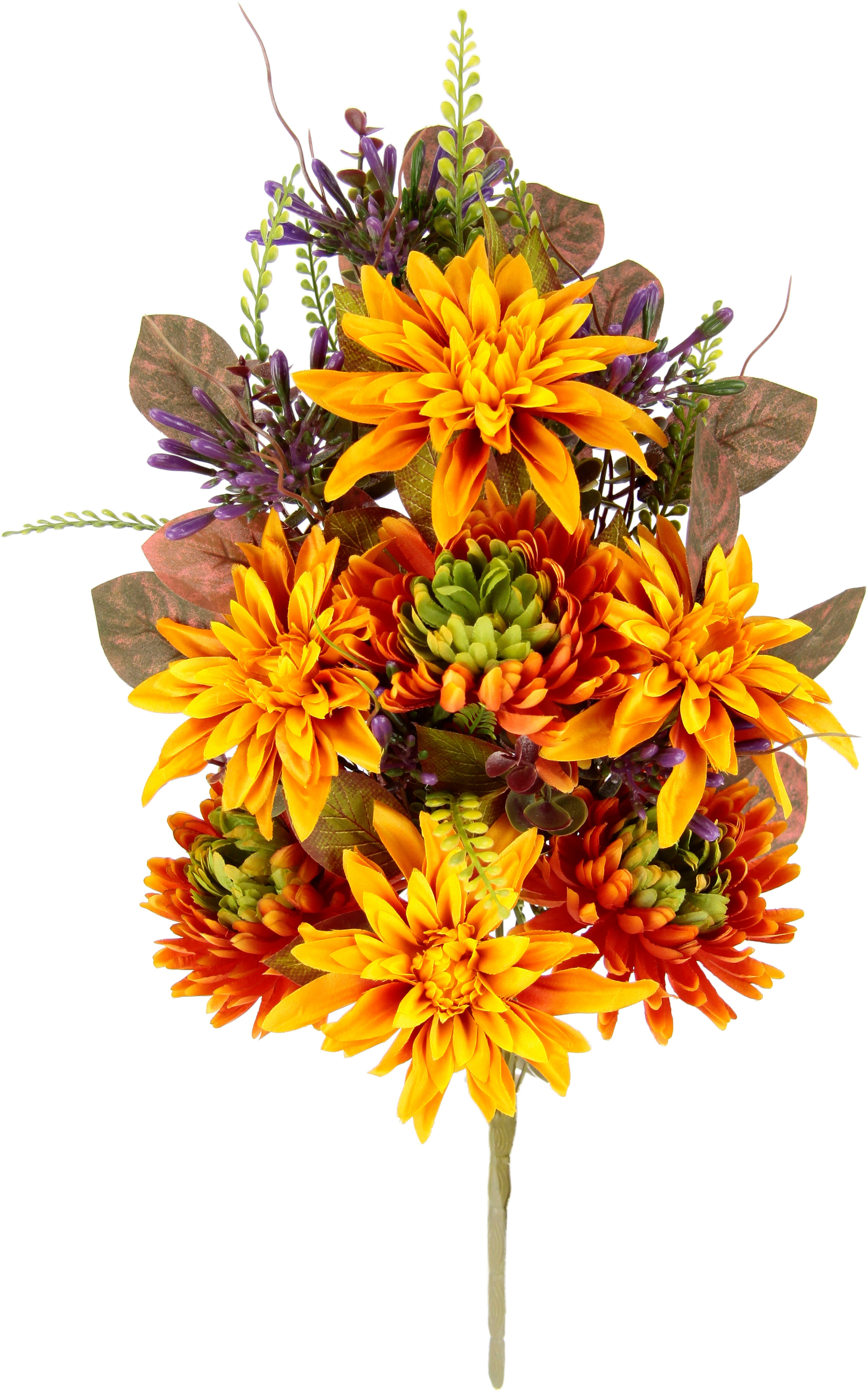 Kunstblume Chrysanthemen Dahlien I.GE.A., Dahlie, Höhe Künstliche cm, Bouquet 50 Blumen Chrysanthemenstrauß und