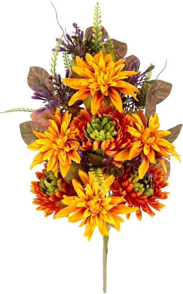 Kunstblume Chrysanthemen und Dahlien Dahlie, I.GE.A., Höhe 50 cm,  Künstliche Blumen Chrysanthemenstrauß Bouquet