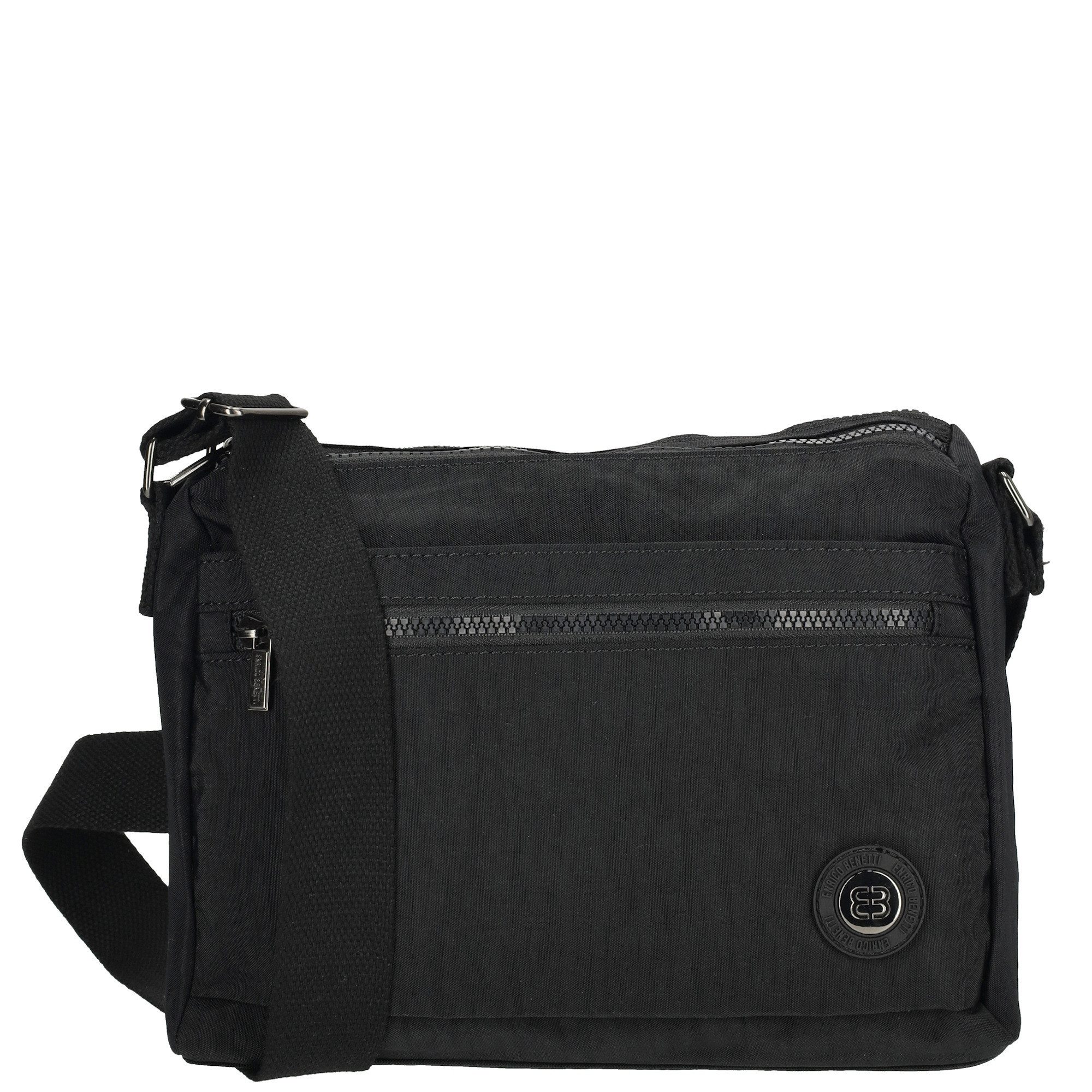 Enrico Benetti Handtasche leichte schwarze Damentasche Crincle Nylon, 2 Hauptfächer