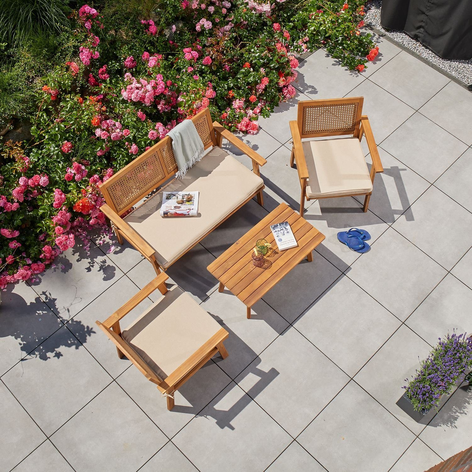 Terra Home GartenloungeSet Lerum beige, Akazien Holz, für 4 Personen