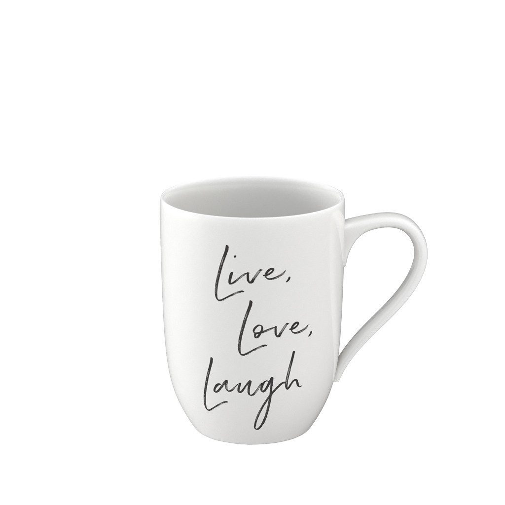 Becher Statement Becher mit Henkel 'Live Love Laugh'