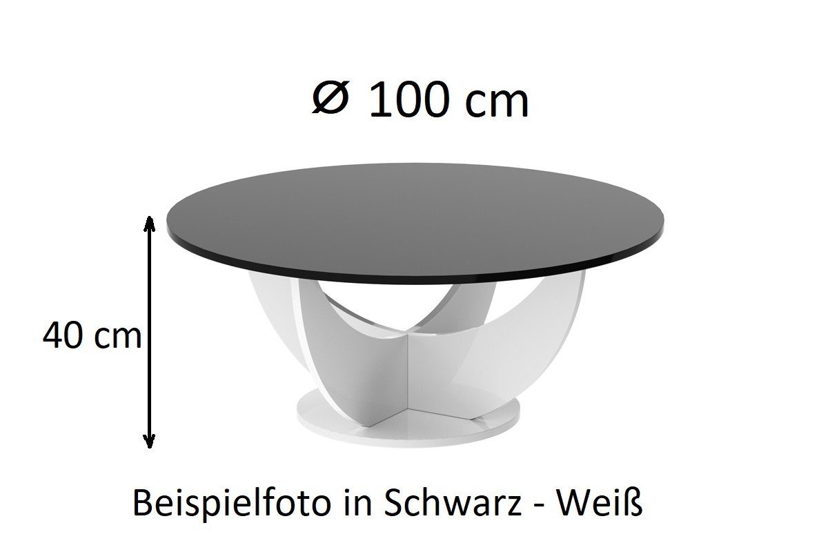 designimpex Couchtisch Hochglanz Tisch cm cm Design 40 100 HRC-111 x Wohnzimmertisch Hochglanz Weiß Rund