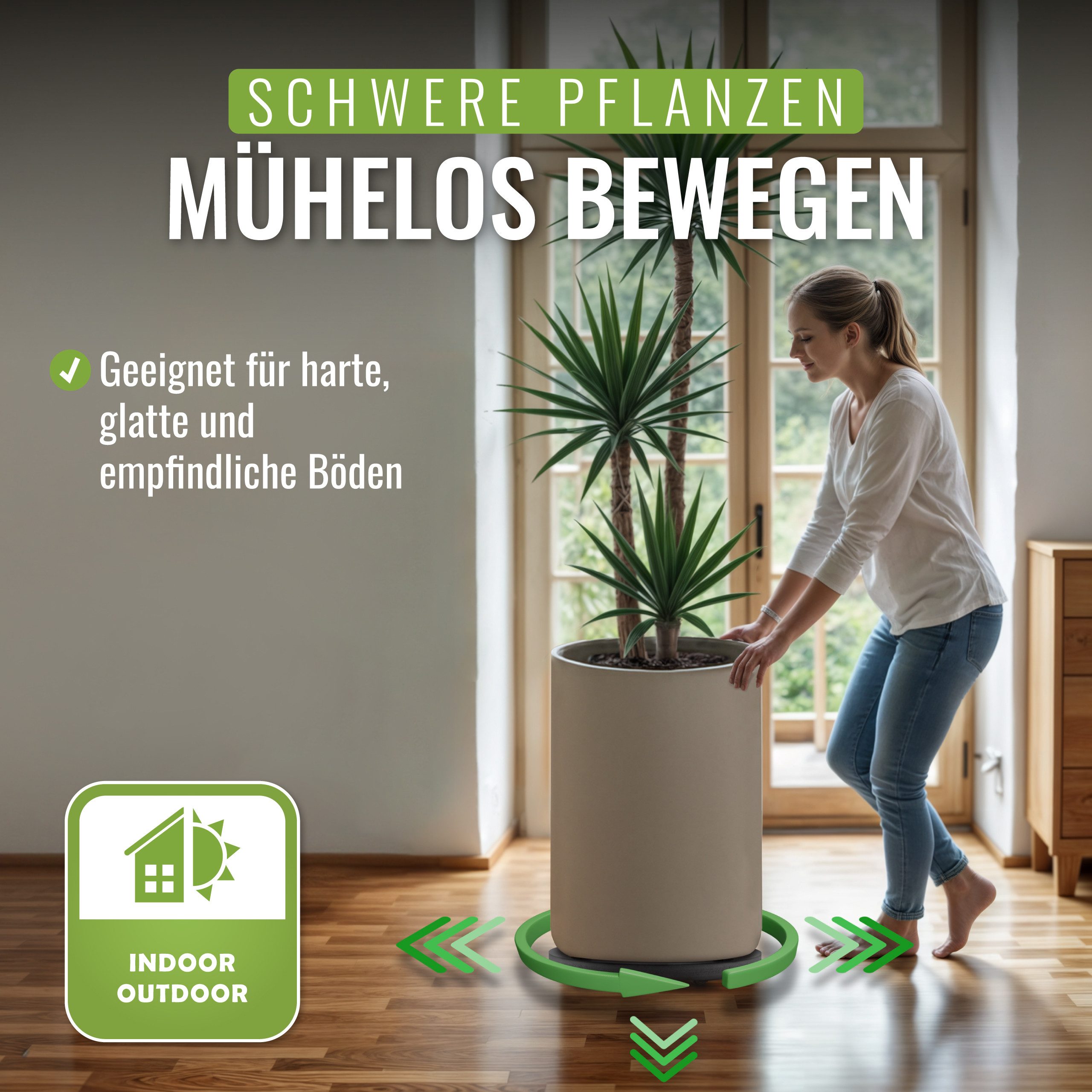 Pflanzwerk® Pflanzenroller Pflanzkübel Blumentopf Ultraflacher Designer Untersetzer Gefäßroller, German Design Award® - 2 Jahre Garantie - Outdoor & Indoor geei – Bild 5 von 5