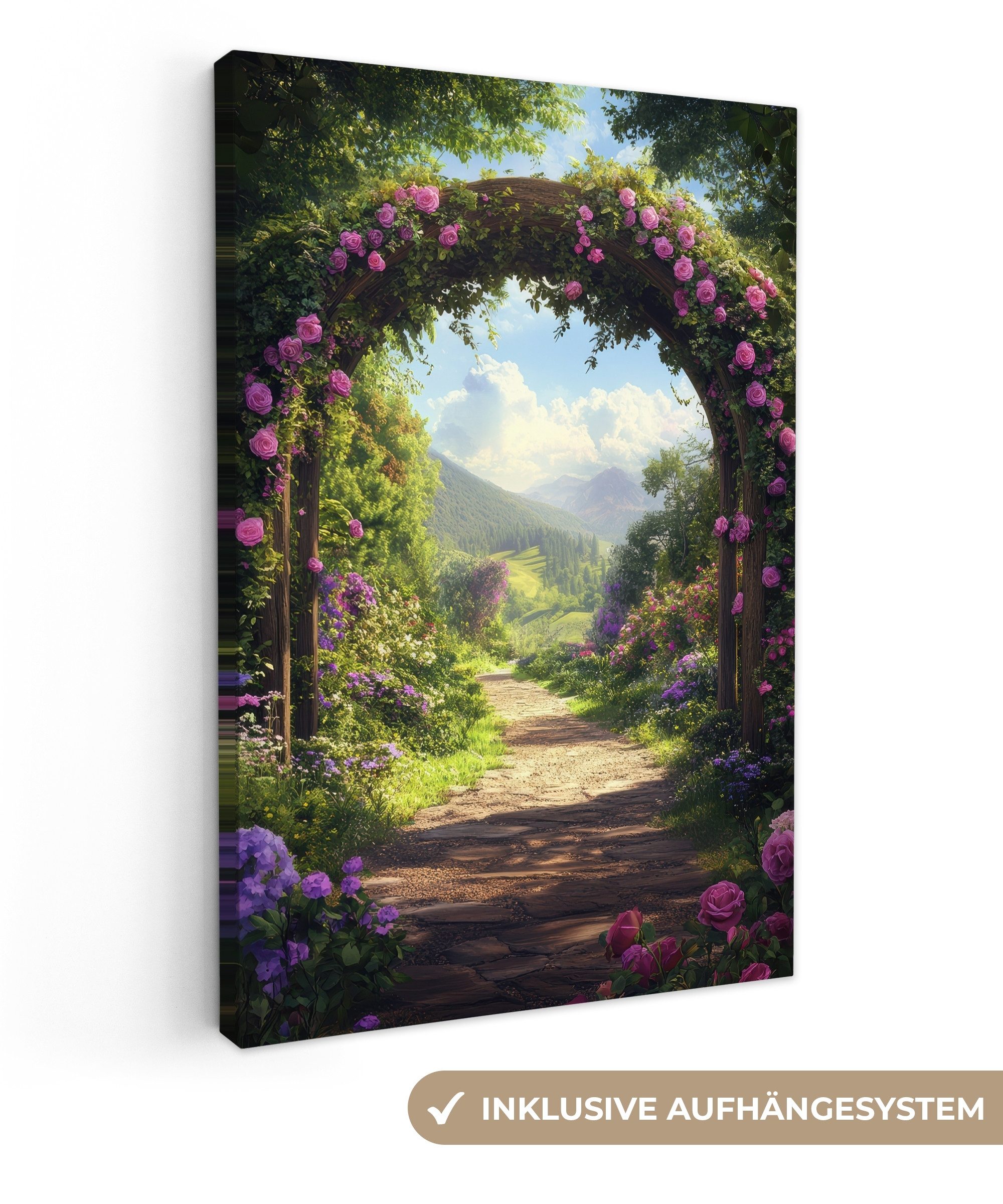 OneMillionCanvasses® Leinwandbild Durchblick - Rosenbogen - günstig online kaufen