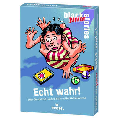 Moses. Verlag Spiel, Familienspiel MOS90092 - black stories Junior Echt wahr! DE, Rätselspiel