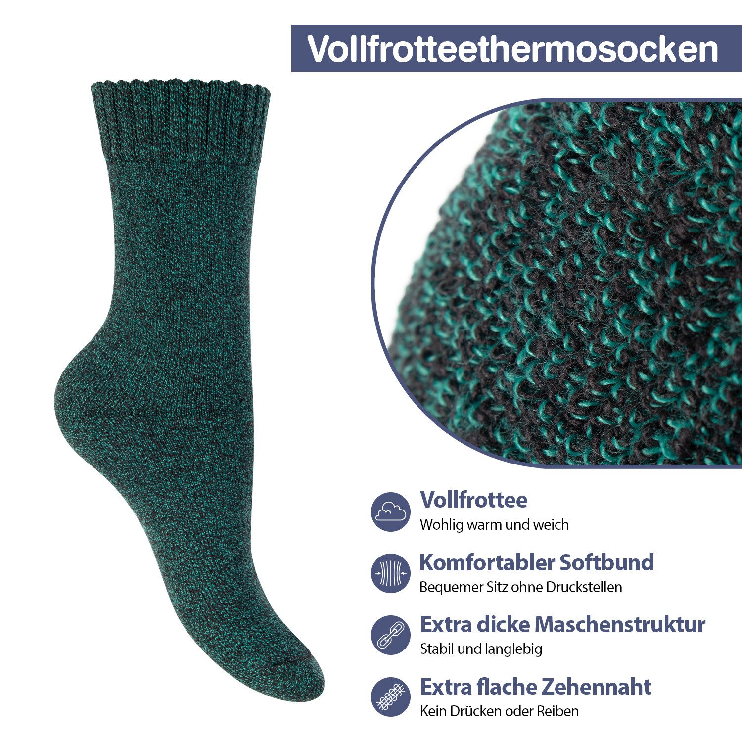 Footstar Thermosocken Damen Frottee Socken (6 Paar) Winter THERMO Socken
