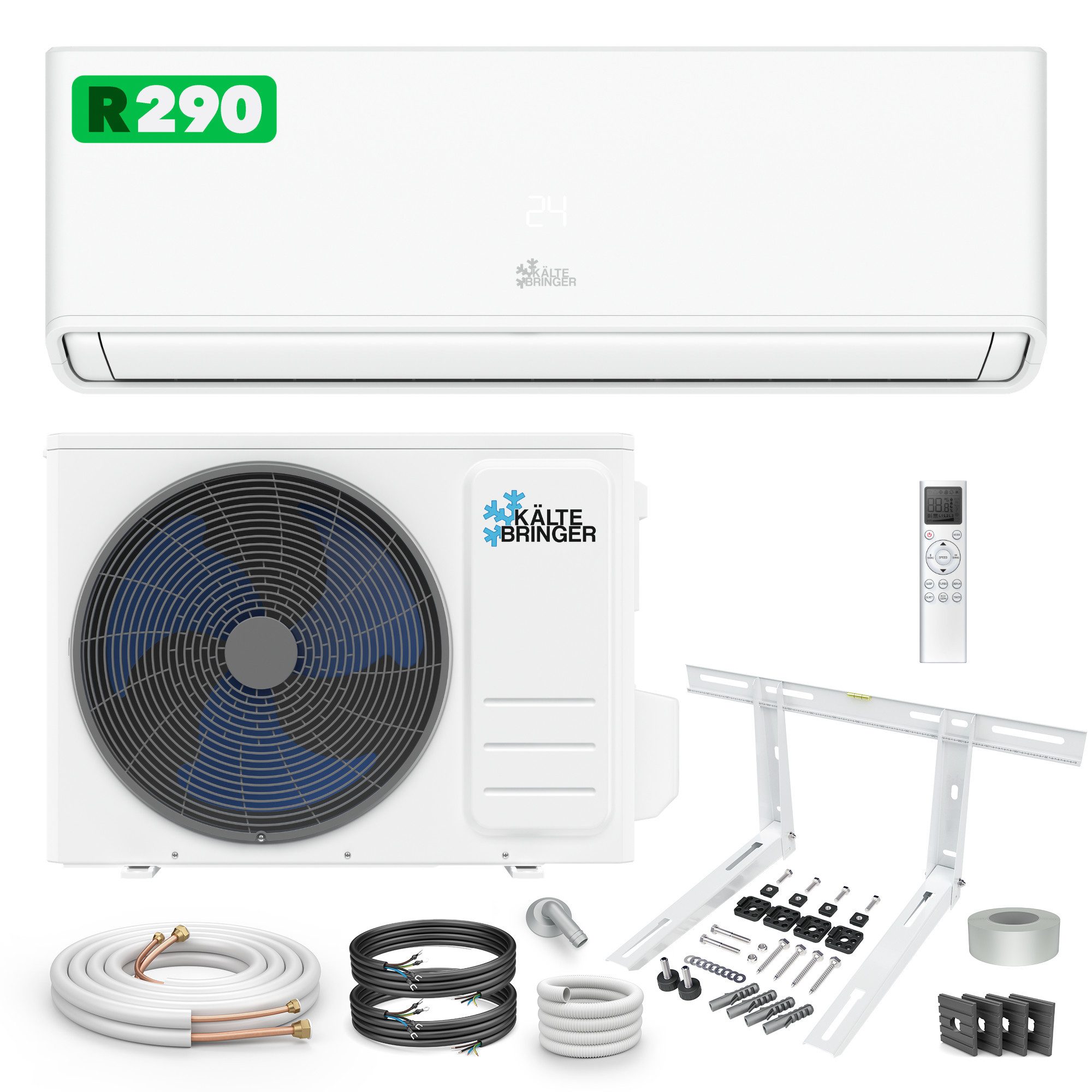Kältebringer Split-Klimagerät R290 Split Klimaanlage Set - 18000 BTU - Kühlen & Heizen - A+++, 5,4 kW, WiFi/App, inkl. Montagematerial, sehr leise und energiesparend