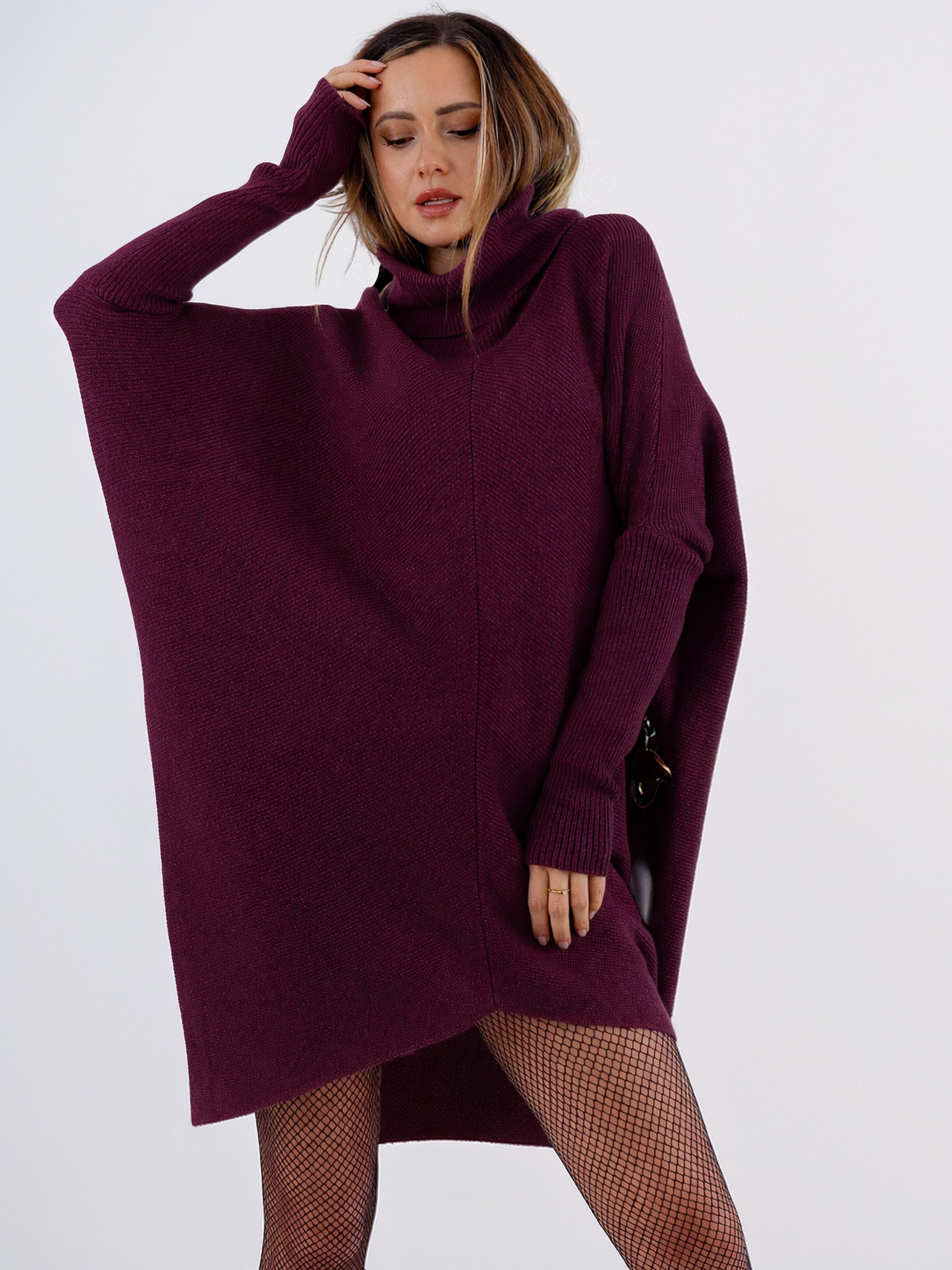 YC Fashion & Style Longpullover „Made in Italy – Oversize-Strickpullover mit Rollkragen“ (1-tlg) in Unifarbe, mit überschnittenen Schultern