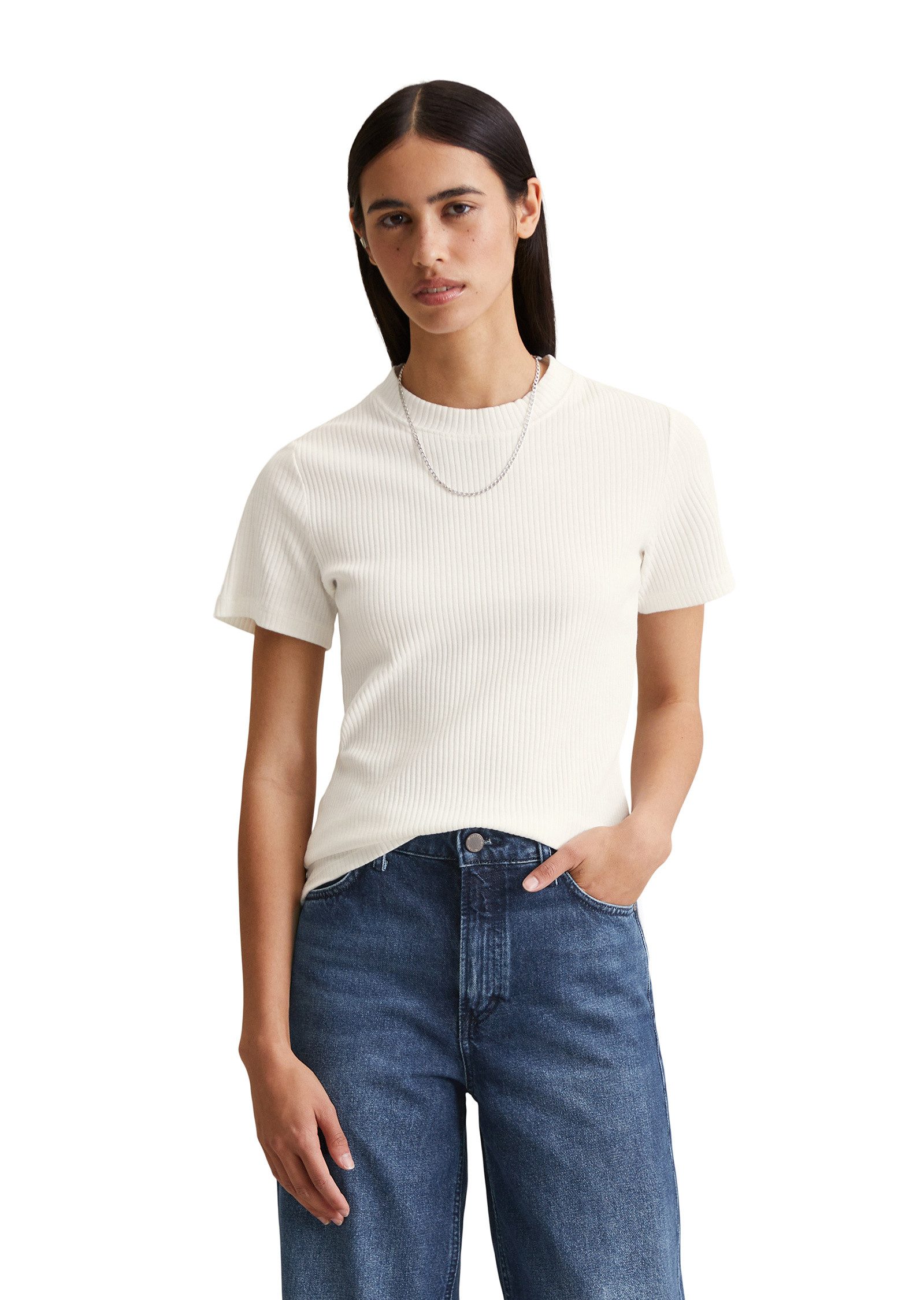 Marc O'Polo DENIM T-Shirt aus elastischem Bio-Baumwolle-Mix günstig online kaufen