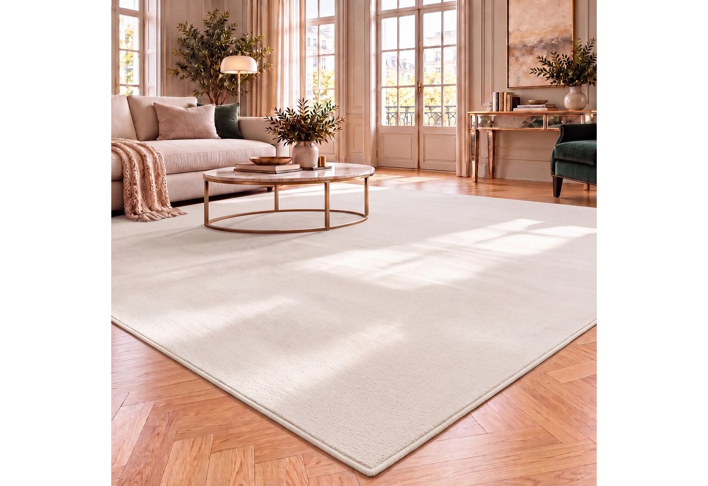 Vimoda Teppich Cozy Kurzflor Teppich – Angenehm warm & weich, waschbar & rutschfest, Rechteck, Höhe: 10 mm, Fellteppich Uni, Wohnzimmer, Schlafzimmer, kinderzimmer
