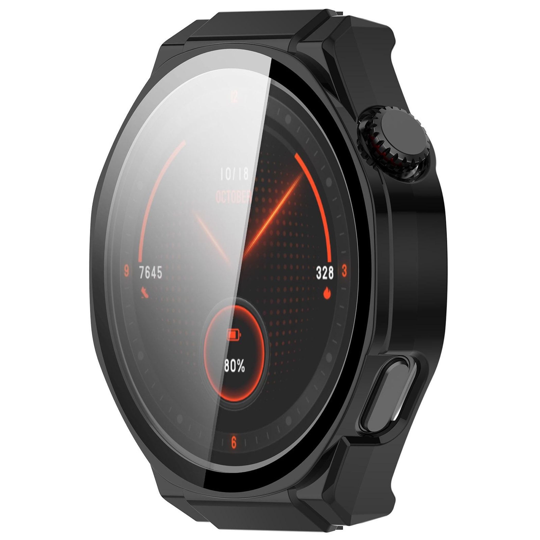 Wigento Smartwatch-Hülle Für Honor Watch 5 Ultra Kunststoff Schutzhülle + 9H Hart Glas Schwarz, Schutzhülle aus PC + Hart Glas für Rundumschutz