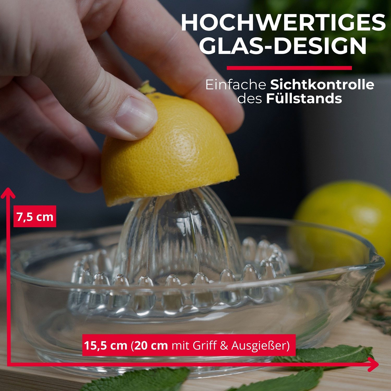 WESTMARK Zitruspresse Fassungsvermögen: 250 ml, Glas, Transparent – Bild 3 von 5