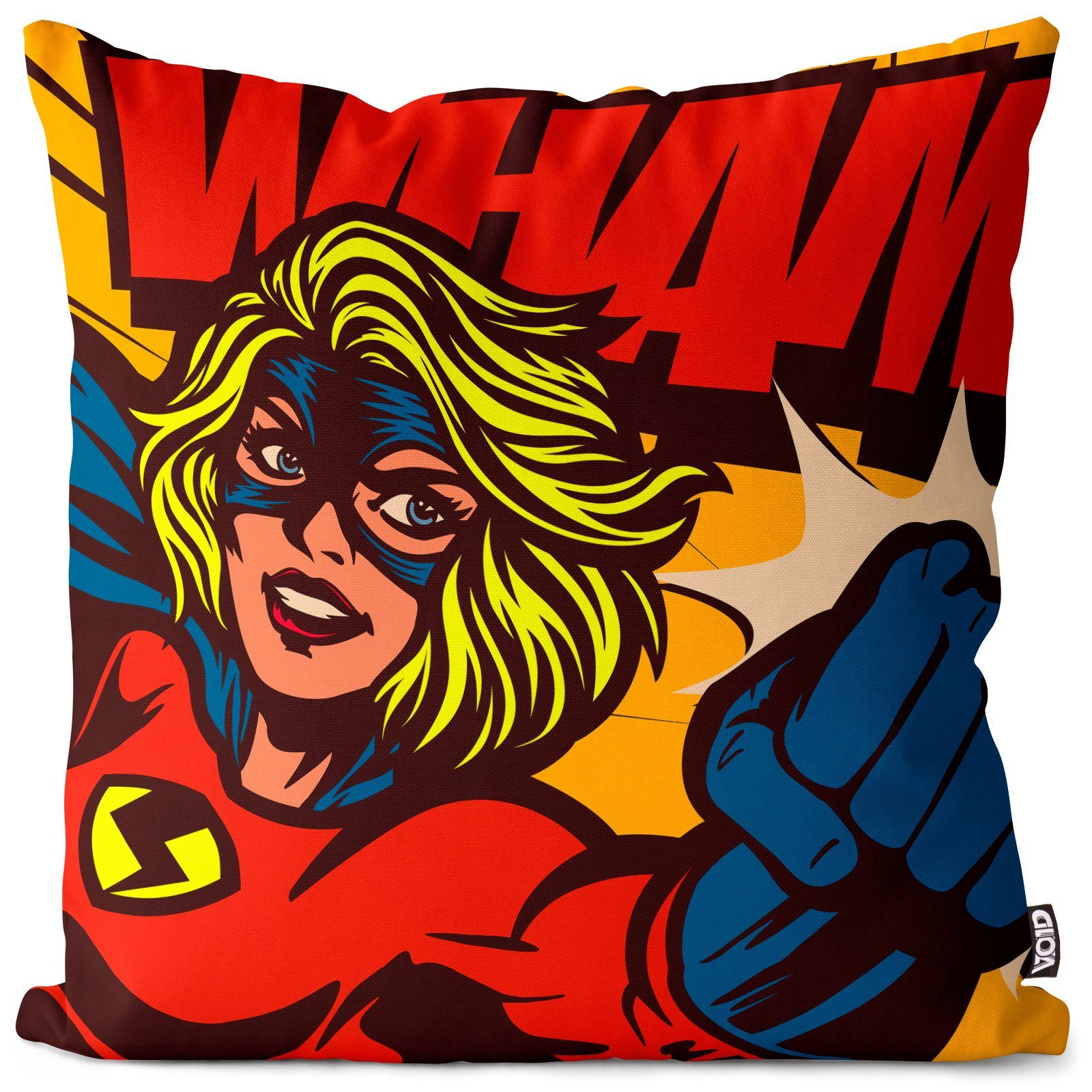 Kissenbezug, VOID (1 Stück), Sofa-Kissen Pop Art Superheldin Frauen me too weiblich Mädchen Hero Comic Anime Bunt Retro Vintage Mann Superhelden Design Dekoration Cartoon