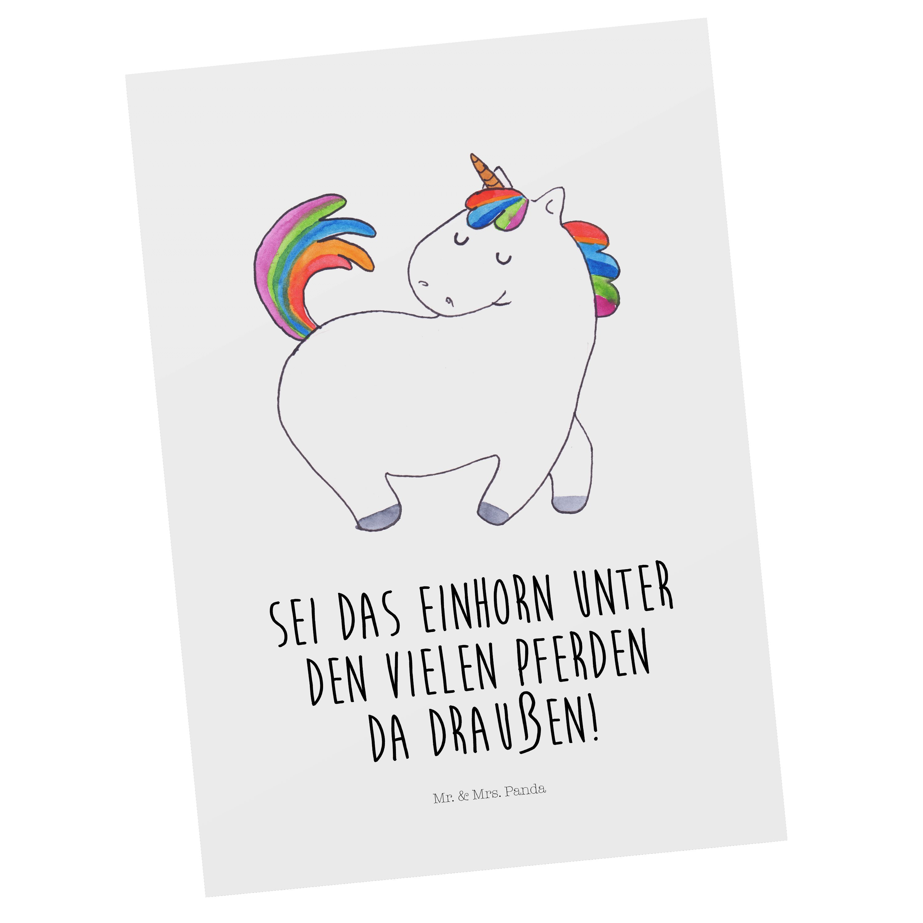 Weiß Unicorn, - Einhorn Panda Mr. - Geschenk, Ein & Postkarte Geburtstagskarte, Mrs. stolzierend