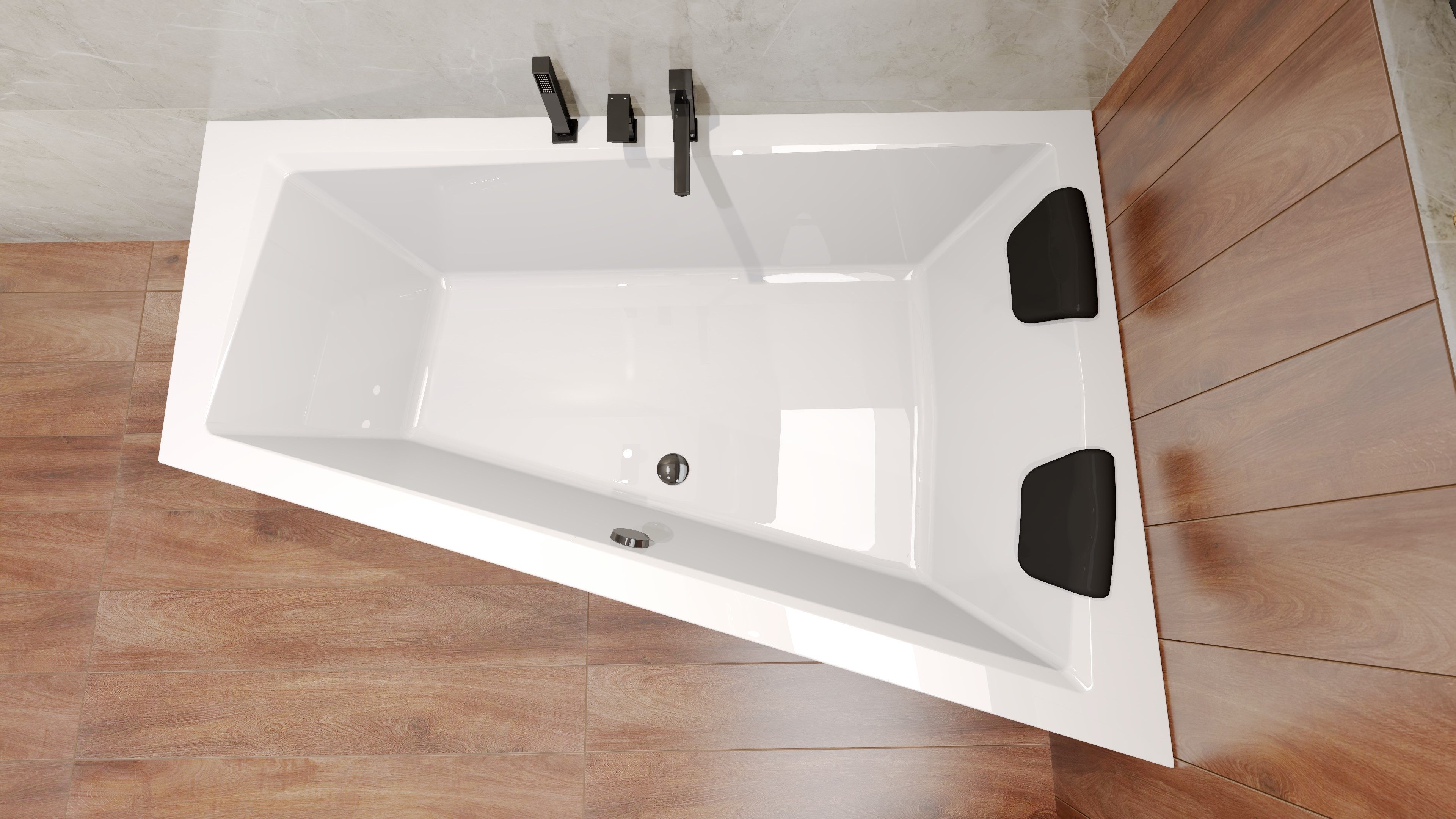 KOLMAN Badewanne Rechteck INTIMAS 150x85 Rechts + 1 Wannenkissen