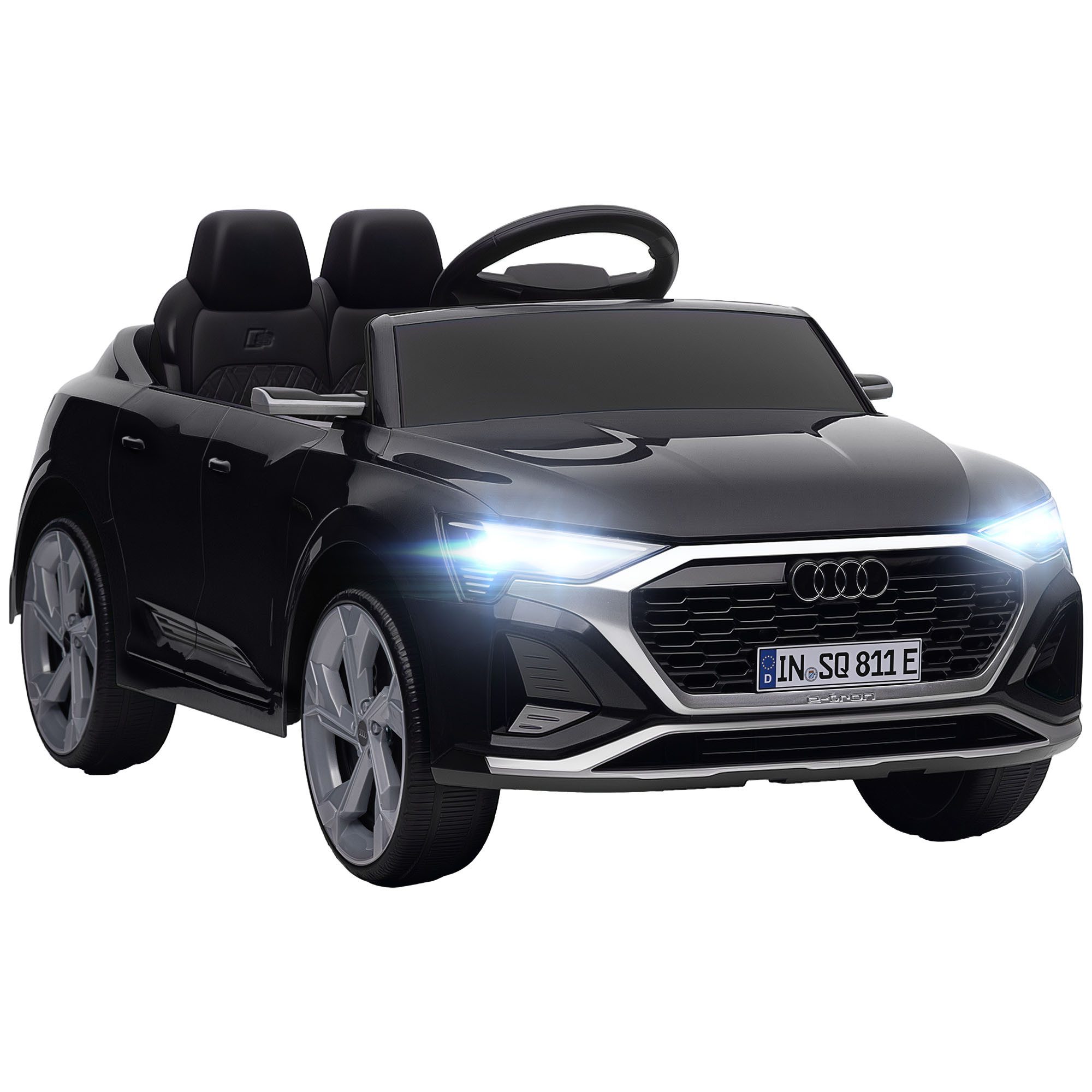 AIYAPLAY Elektro-Kinderauto Kinder 12V Audi Q8 Kinderauto mit 2,4G Fernbedienung, 2 Motoren, Belastbarkeit 30 kg, (1-tlg), für 3-4 Jahre Kinder, Schwarz