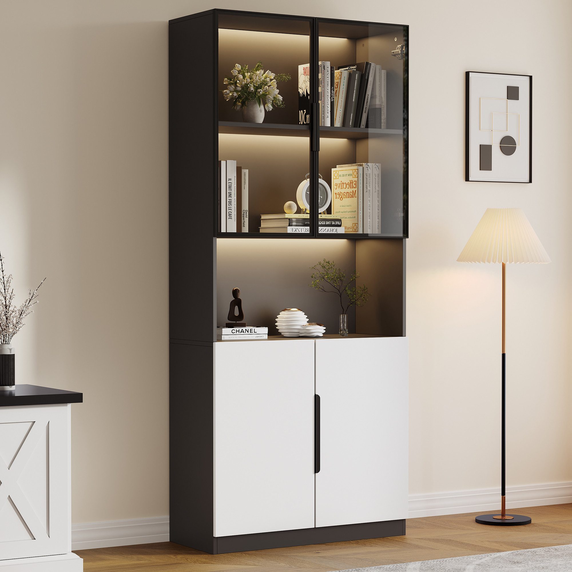 TavilaEcon Glasvitrine Moderne minimalistische Vitrine mit günstig online kaufen
