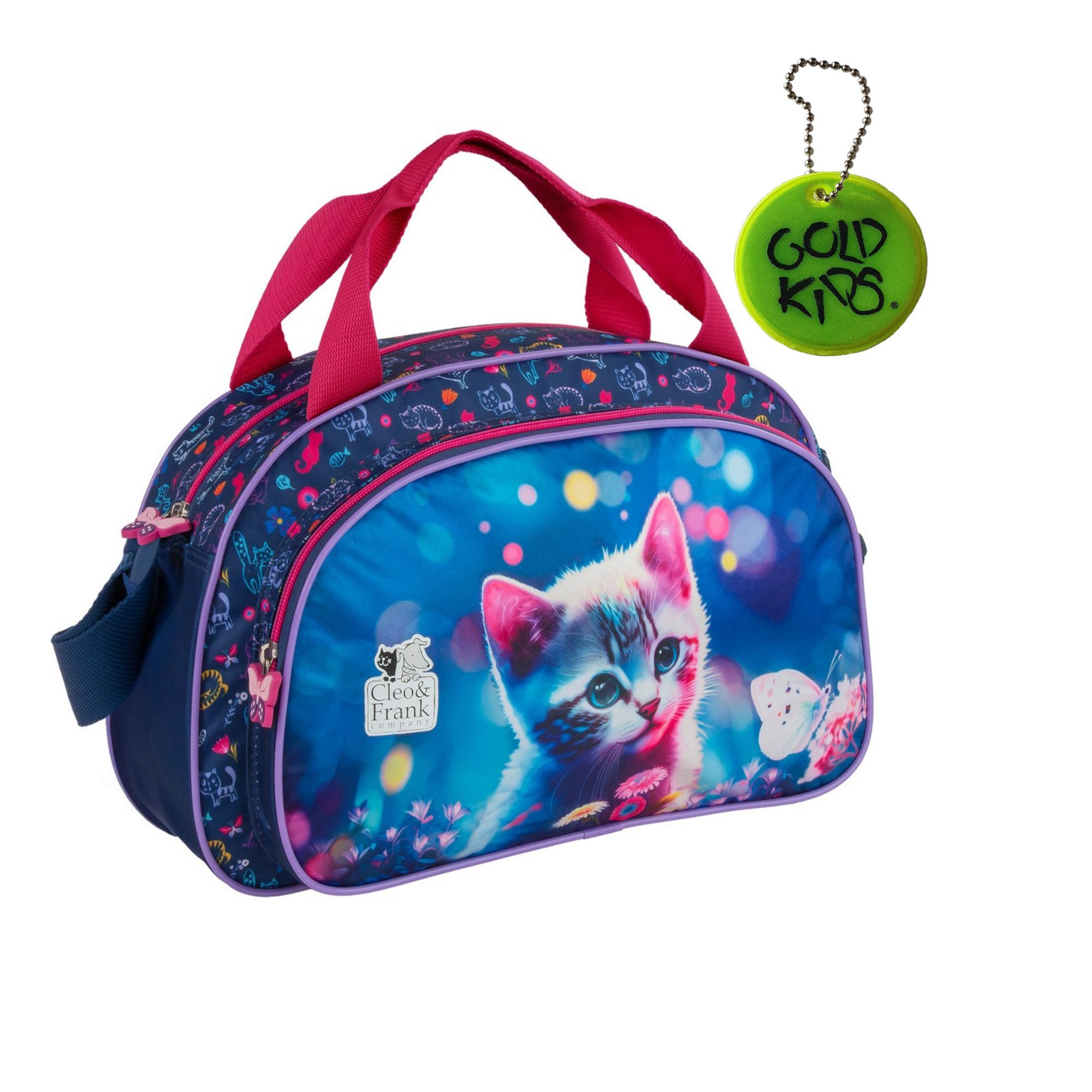 Sporttasche Kinder für Mädchen & Jungen - Umhängetasche mit Katze Motiv -