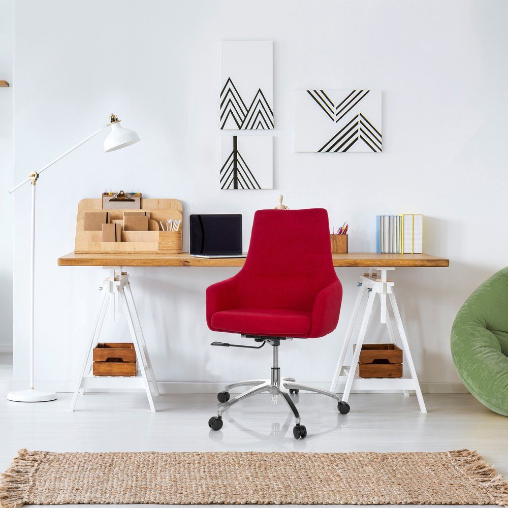 Bürostuhl OFFICE St), 100 Drehstuhl Office Schreibtischstuhl Home Stoff (1 hjh SHAKE Rot ergonomisch
