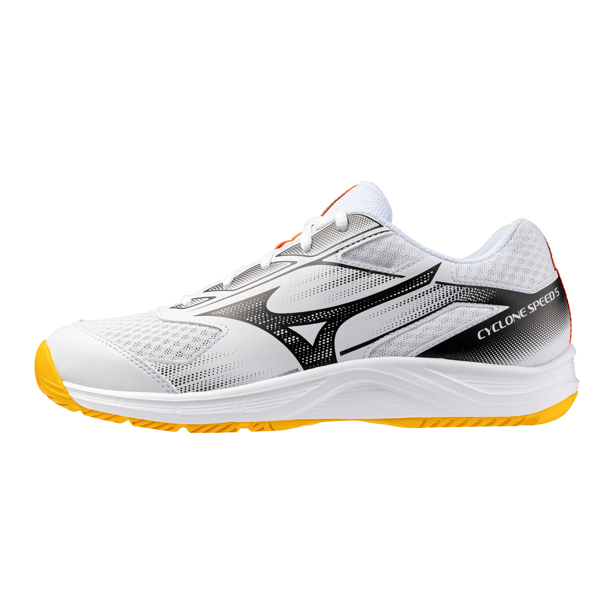 Mizuno CYCLONE SPEED 5 White/FieryCoral2/Citrus Indoorschuh