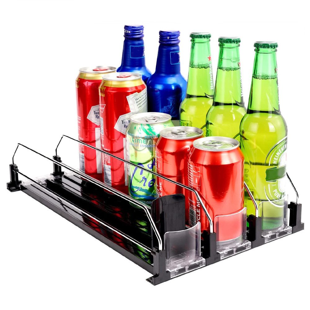 TUWENA Flaschenablage Automatisch Kühlschrank Dosen Organizer, Dosen Dosenhalter für, Getränke Bier Soda Stauraum 12 Dosen in Standardgröße 330,440,500ML