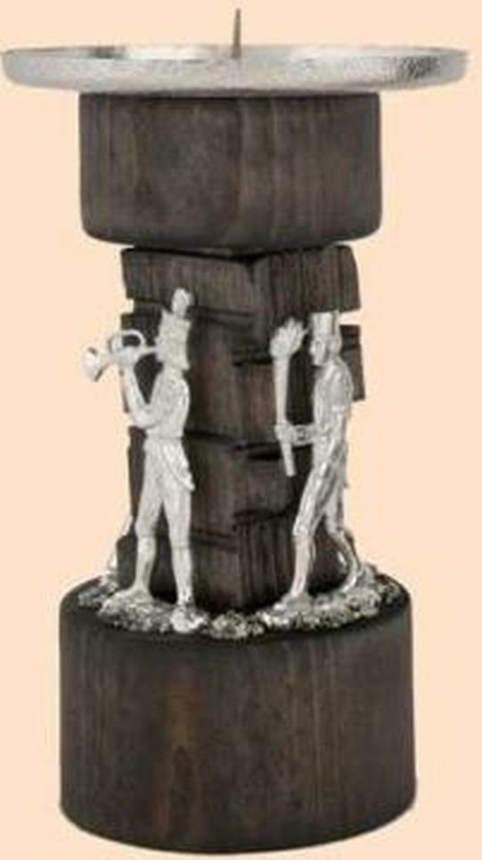 Kerzenhalter Kerzenhalter Bergmänner aus Zinn dunkel BxHxT 9x14,5x9cm NEU, Mit Zinnfiguren