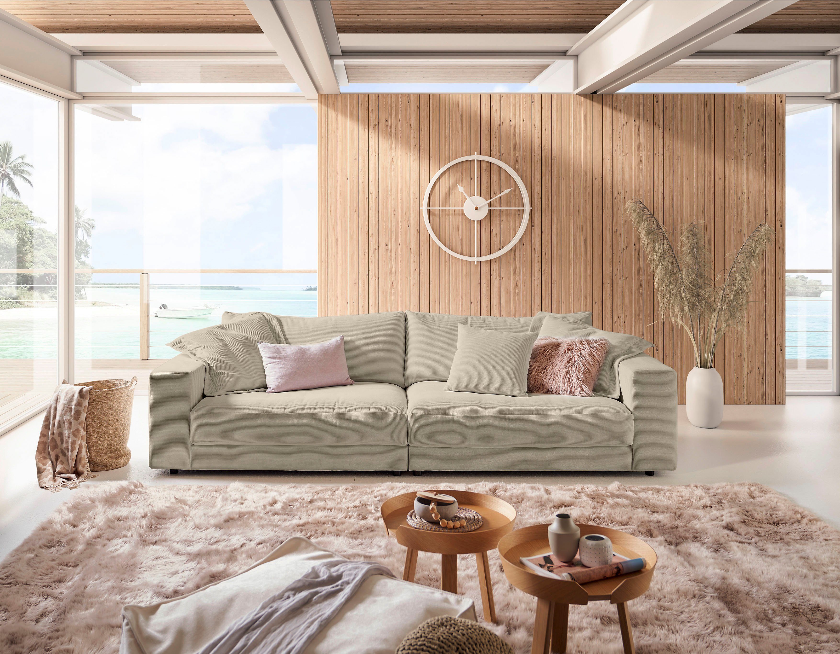 und in Big-Sofa stylisches Enisa, Zeitloses Loungemöbel, Candy Breitcord und 3C Fein-