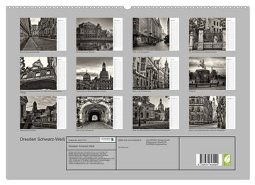 CALVENDO Wandkalender Dresden Schwarz-Weiß (Premium, hochwertiger DIN A2 Wandkalender 2023, Kunstdruck in Hochglanz)