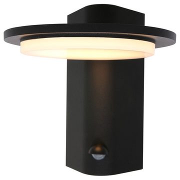 click-licht Gartenleuchte LED Wandleuchte in Schwarz und Weiß 7W 700lm IP54 mit Bewegungsmelder, keine Angabe, Leuchtmittel enthalten: Ja, fest verbaut, LED, warmweiss, Aussenlampe mit Bewegungsmelder, Sensorleuchte