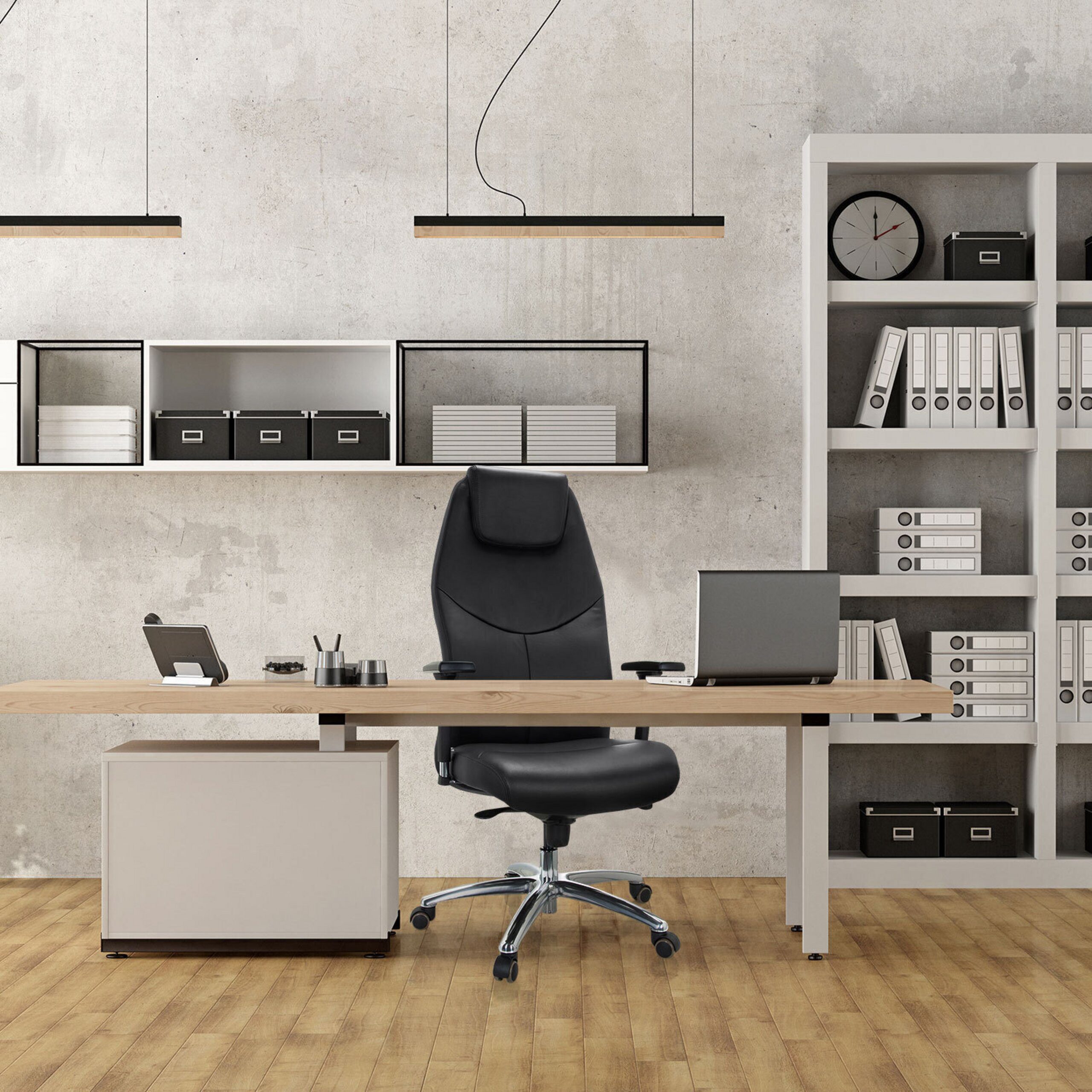 hjh OFFICE Chefsessel Profi Chefsessel Ferrara Leder, Drehstuhl Bürostuhl ergonomisch